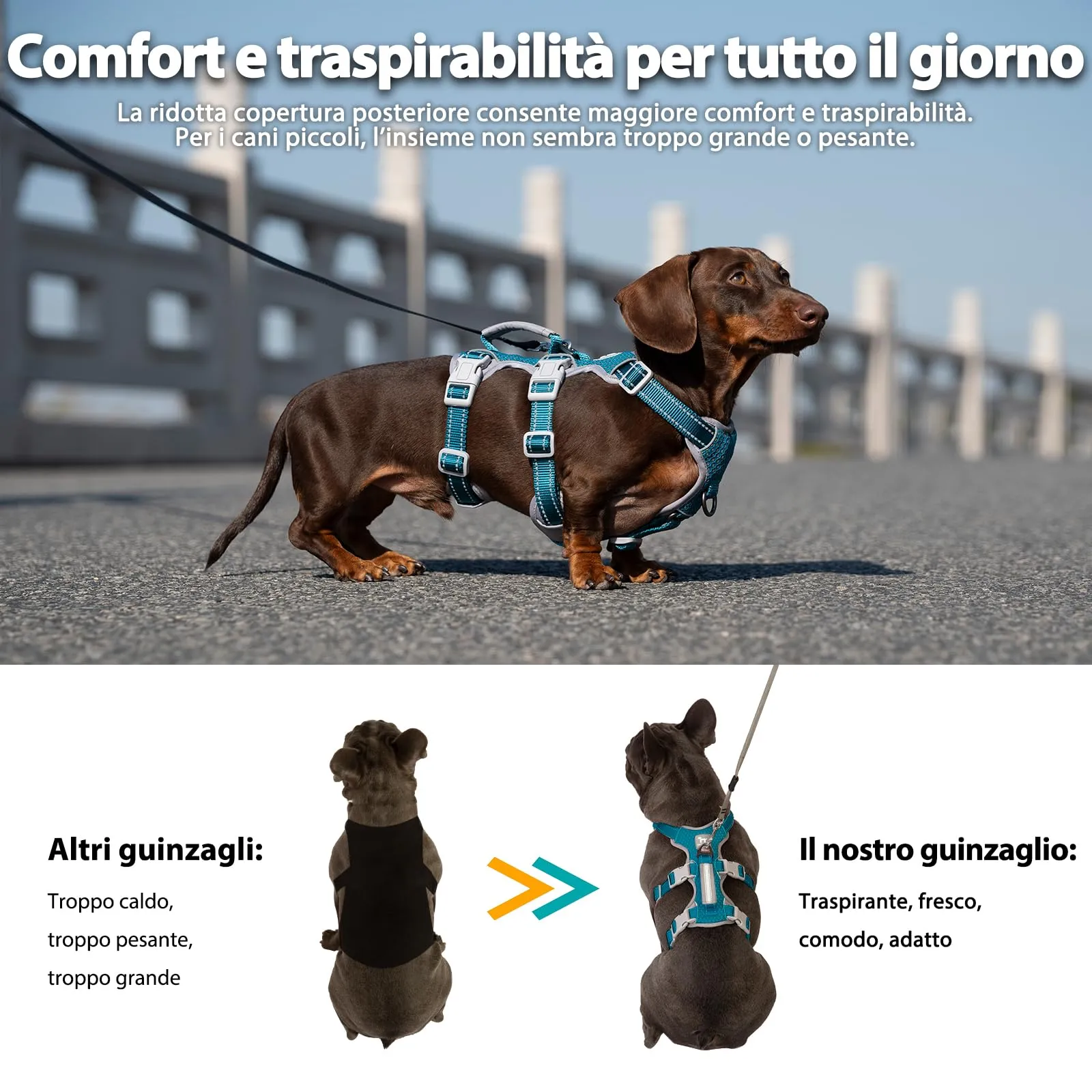 Huntboo Imbracatura anti-fuga sicura per cani, completamente riflettente con manico, traspirante, gilet regolabile piccola taglia - immagine 6