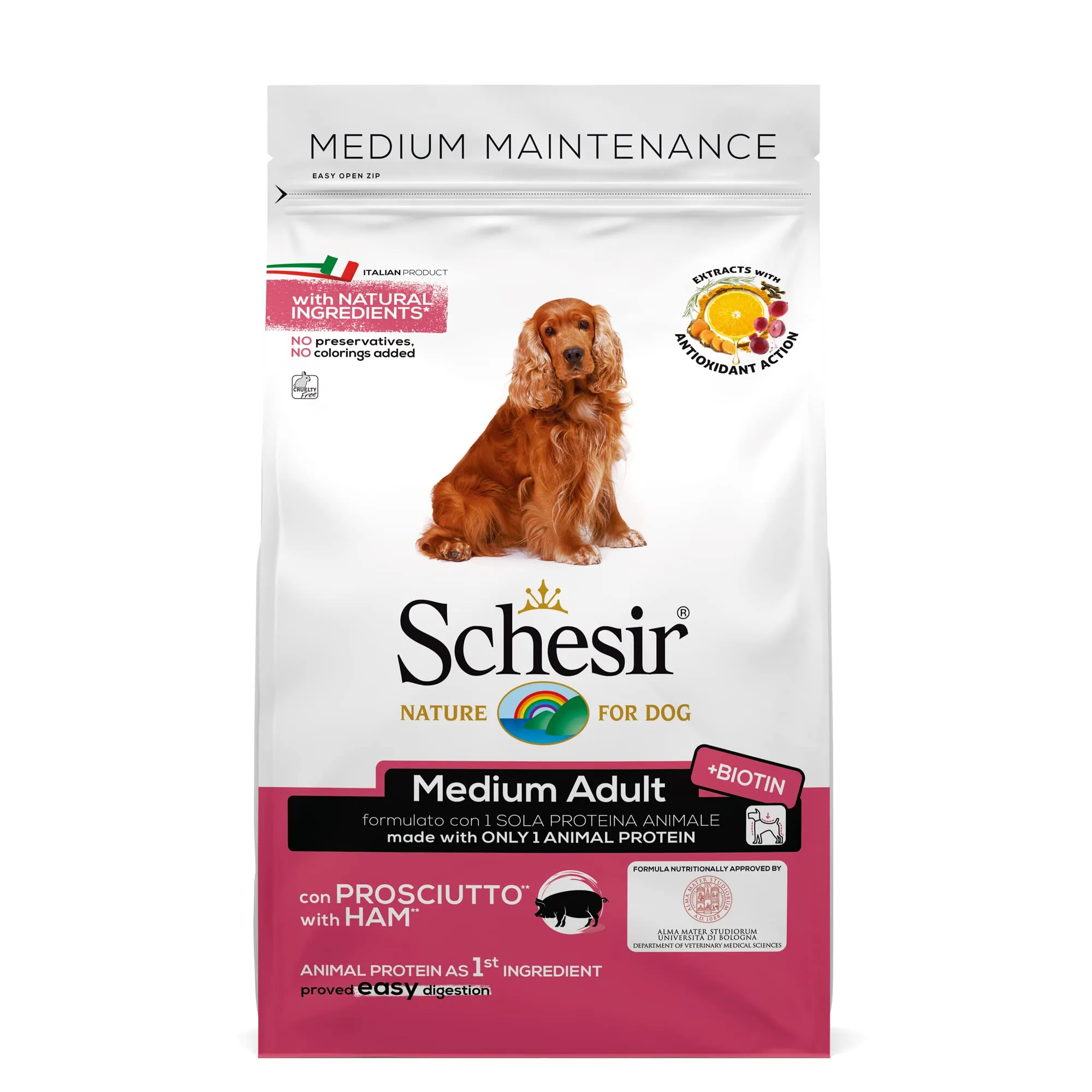 Schesir, Cibo Secco per Cani Adulti di Taglia Media Linea Mantenimento al Gusto Prosciutto Crocchette - Sacco da 3 kg - immagine 1