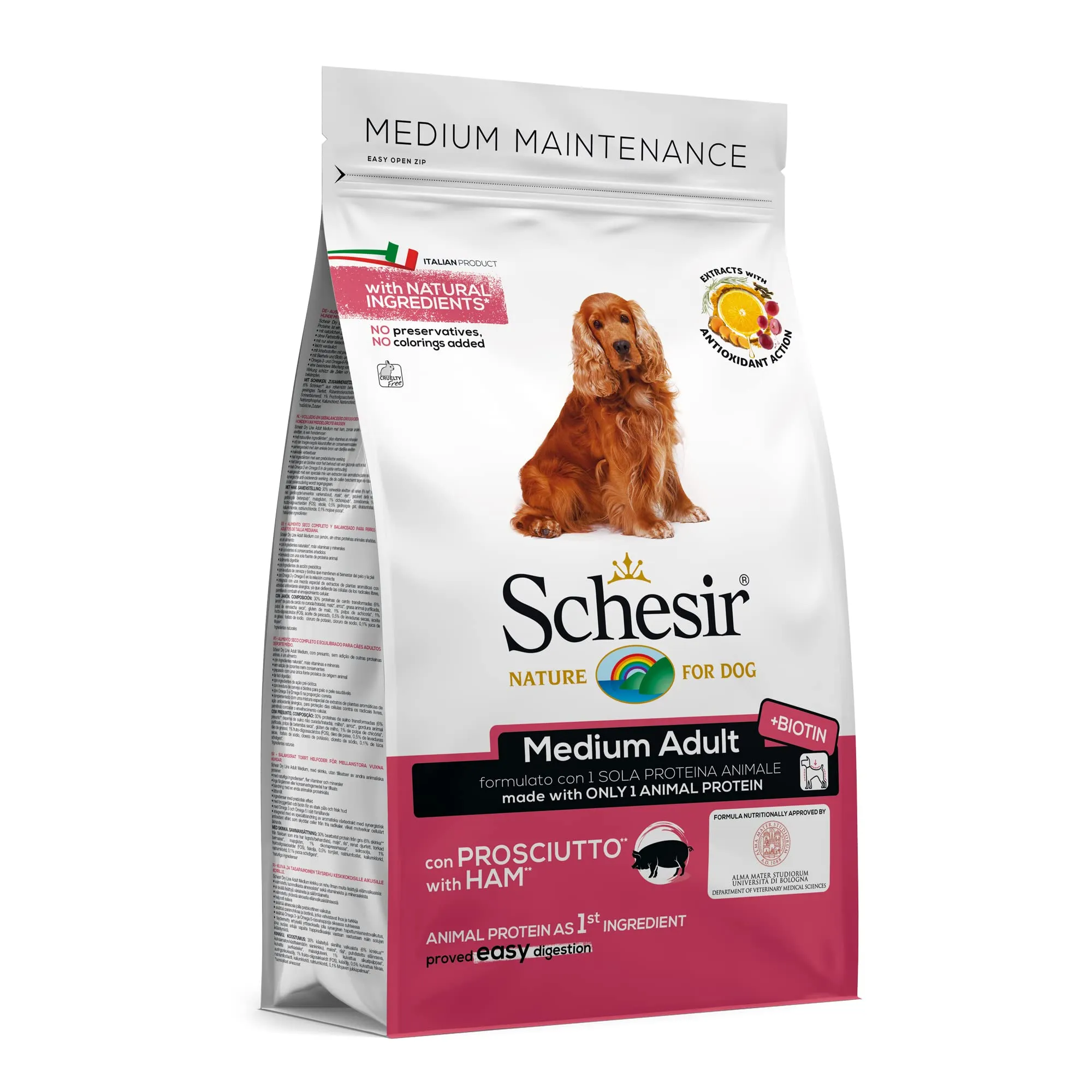 Schesir, Cibo Secco per Cani Adulti di Taglia Media Linea Mantenimento al Gusto Prosciutto Crocchette - Sacco da 3 kg - immagine 2