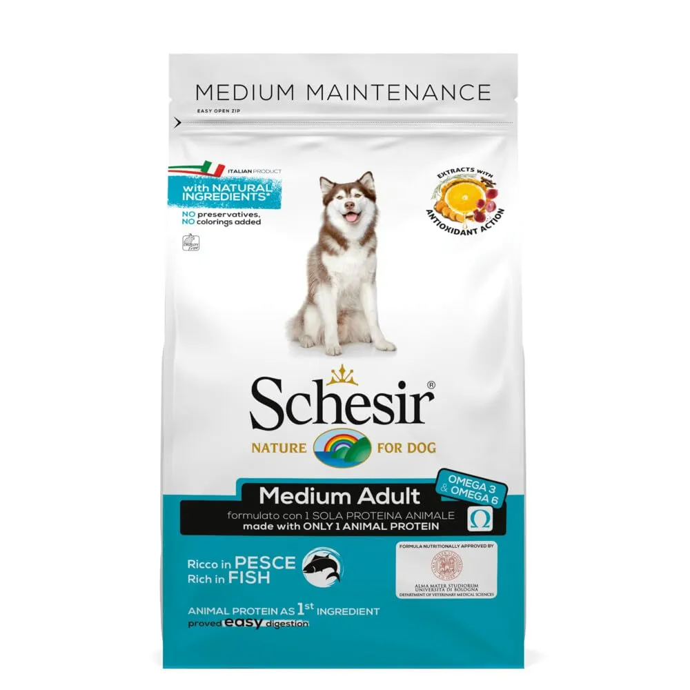 Schesir, Cibo Secco per Cani Adulti di Taglia Media Linea Mantenimento al Gusto Pesce Crocchette - Sacco da 3 kg - immagine 1