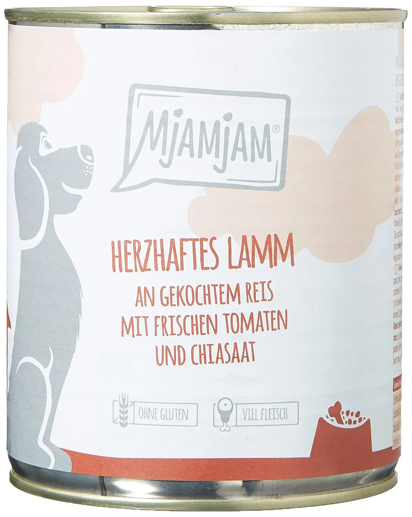 MjAMjAM - cibo umido premium per cani - sostanzioso agnello su riso bollito con pomodori freschi, confezione da 6 (6 x 800 g), naturale con carne extra - immagine 4