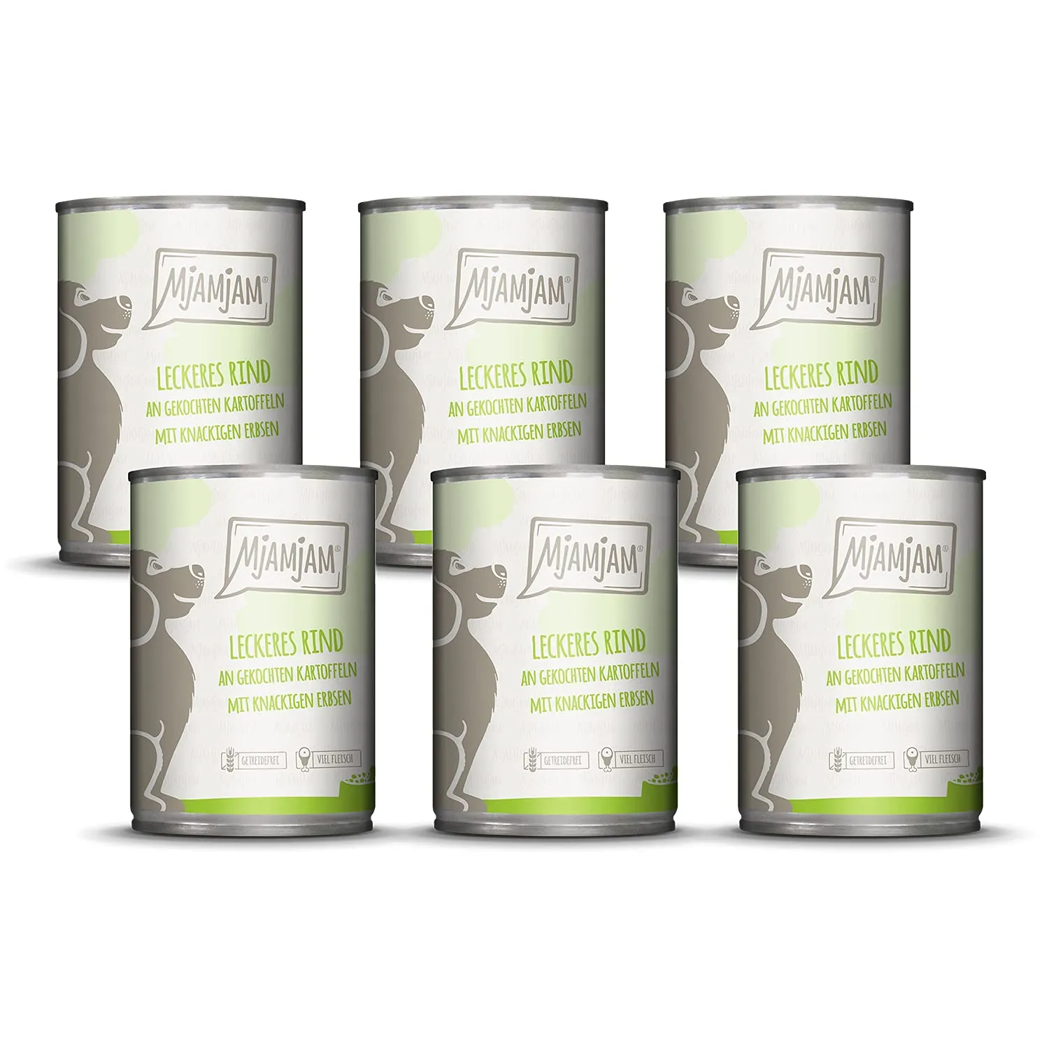 MjAMjAM - cibo umido premium per cani - delizioso manzo su patate bollite con piselli croccanti, confezione da 6 (6 x 400 g), naturale con carne extra - immagine 1