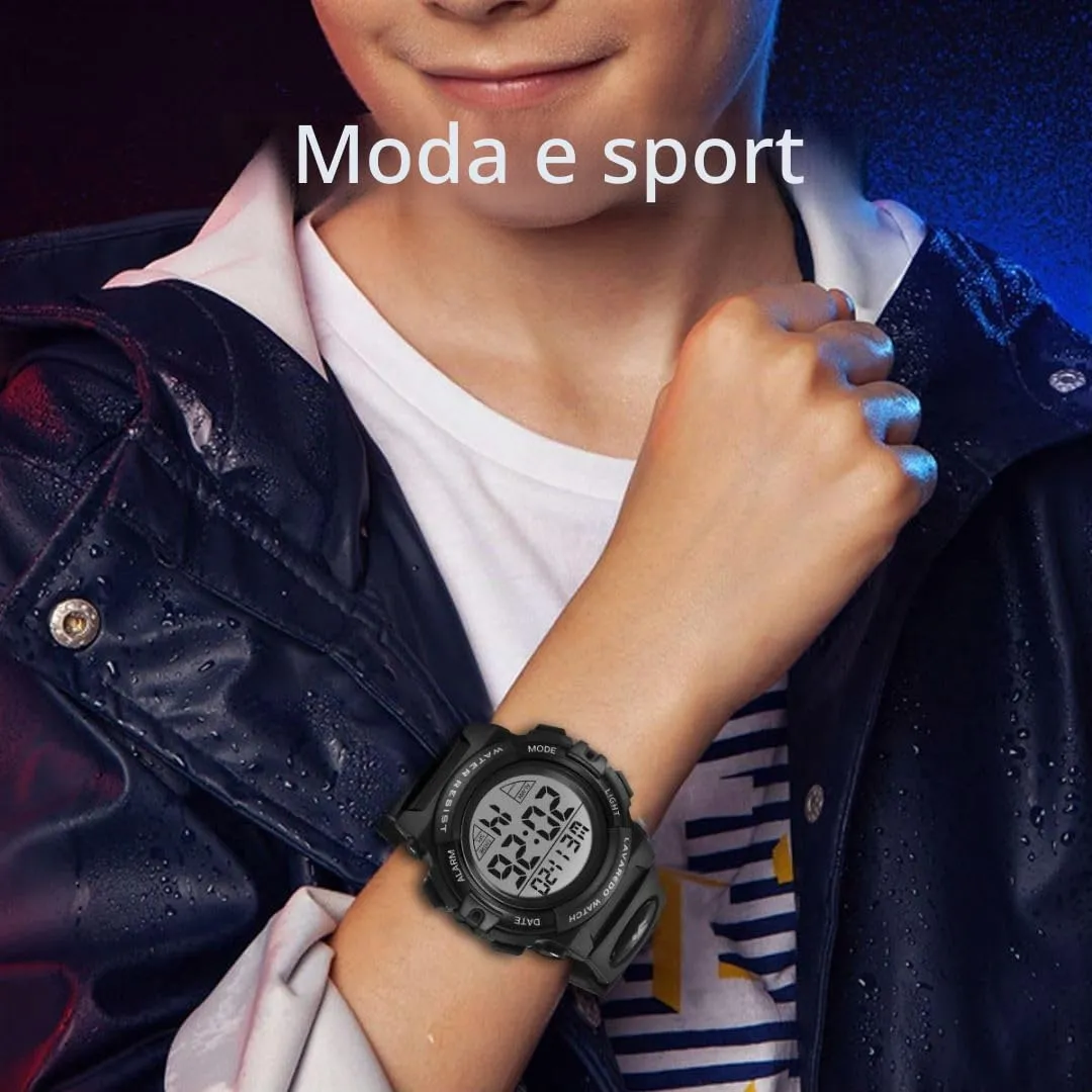 aswan watch Orologio Digitale Bambino con Sveglia, Cronometro, Blu S/M - immagine 4