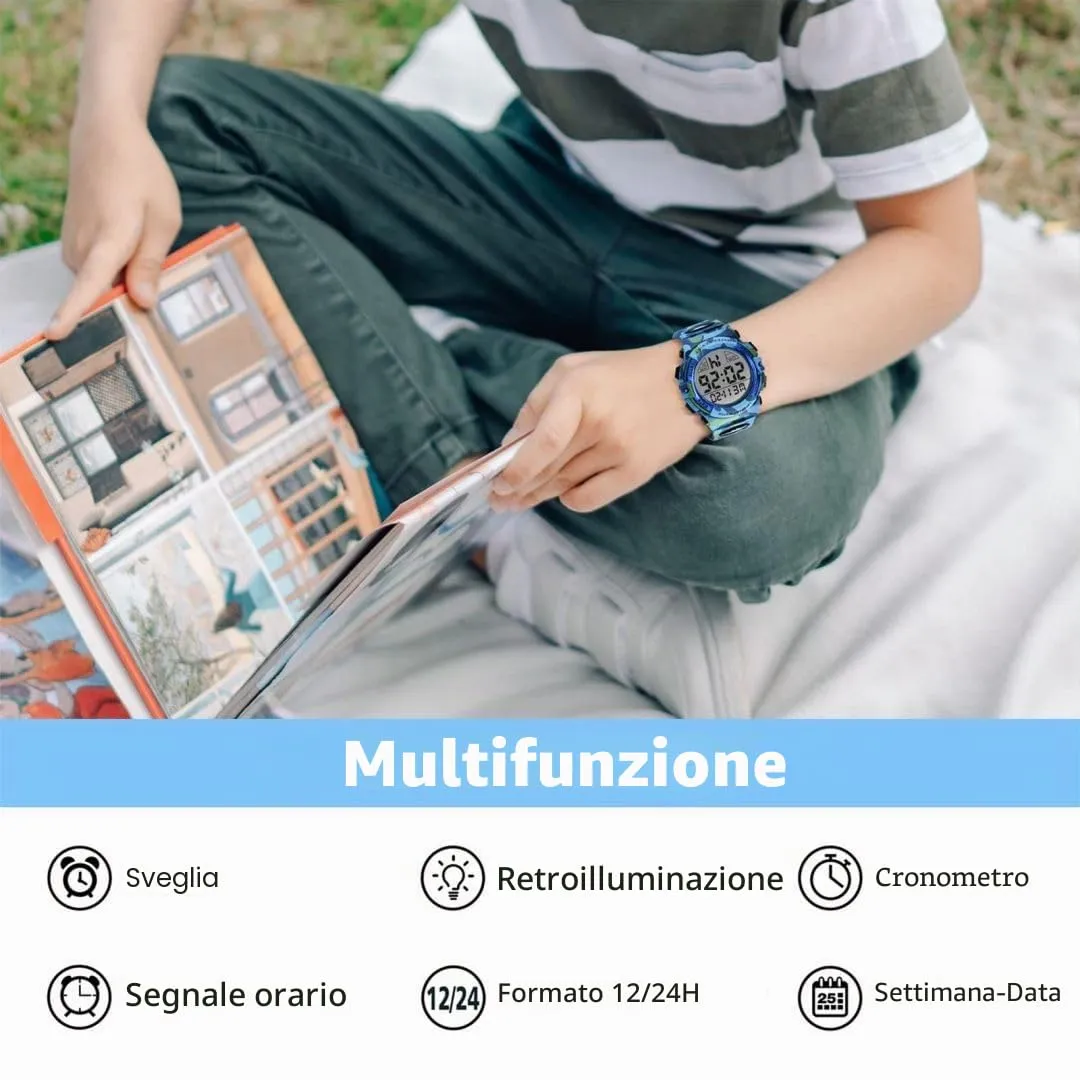 aswan watch Orologio Digitale Bambino con Sveglia, Cronometro, Blu S/M - immagine 2