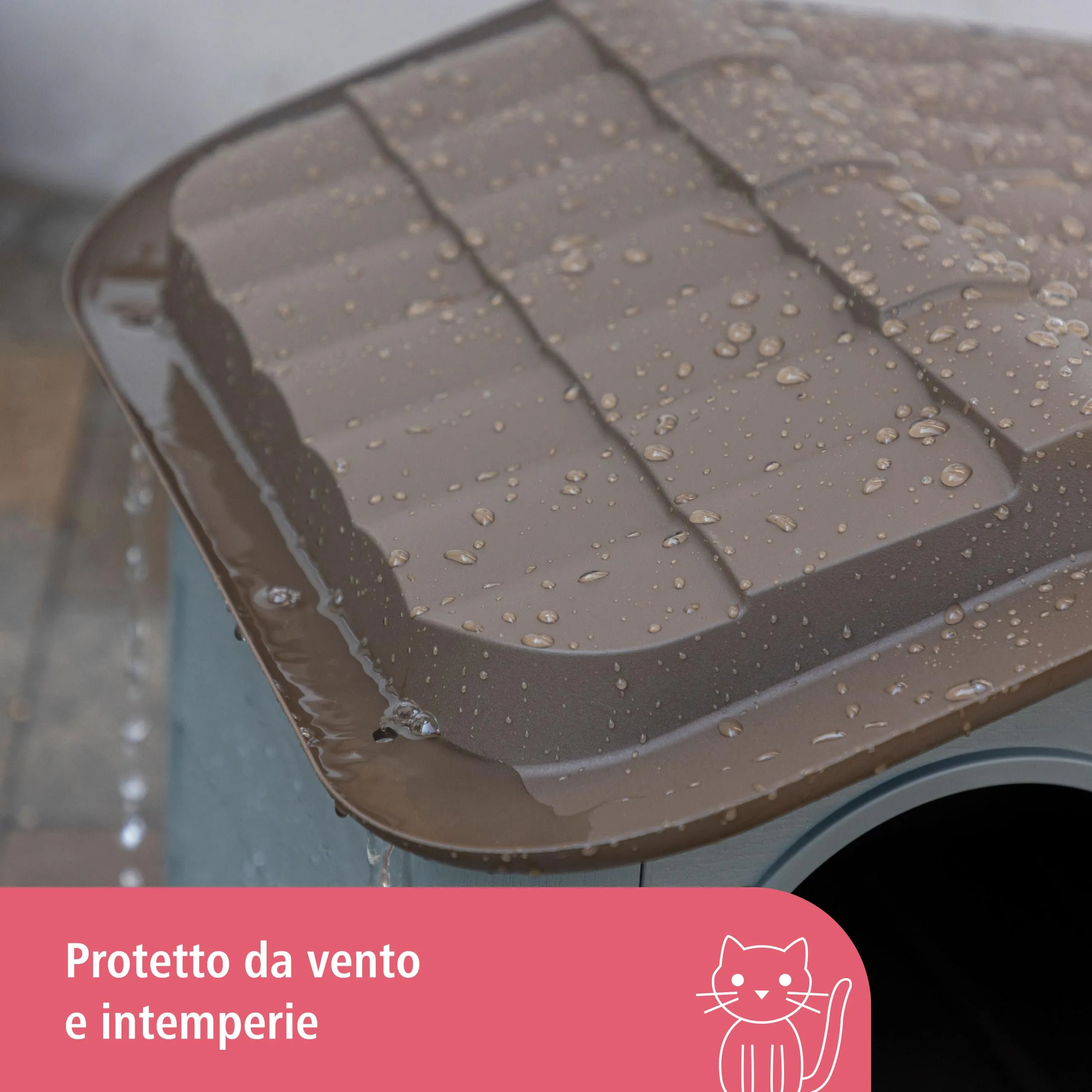 Kerbl Pet casa per gatti Paola Eco, grigio-verde/marrone, 60x51x41 cm, cuccia per gatti, 100% plastica riciclata, cani, gatti - immagine 3