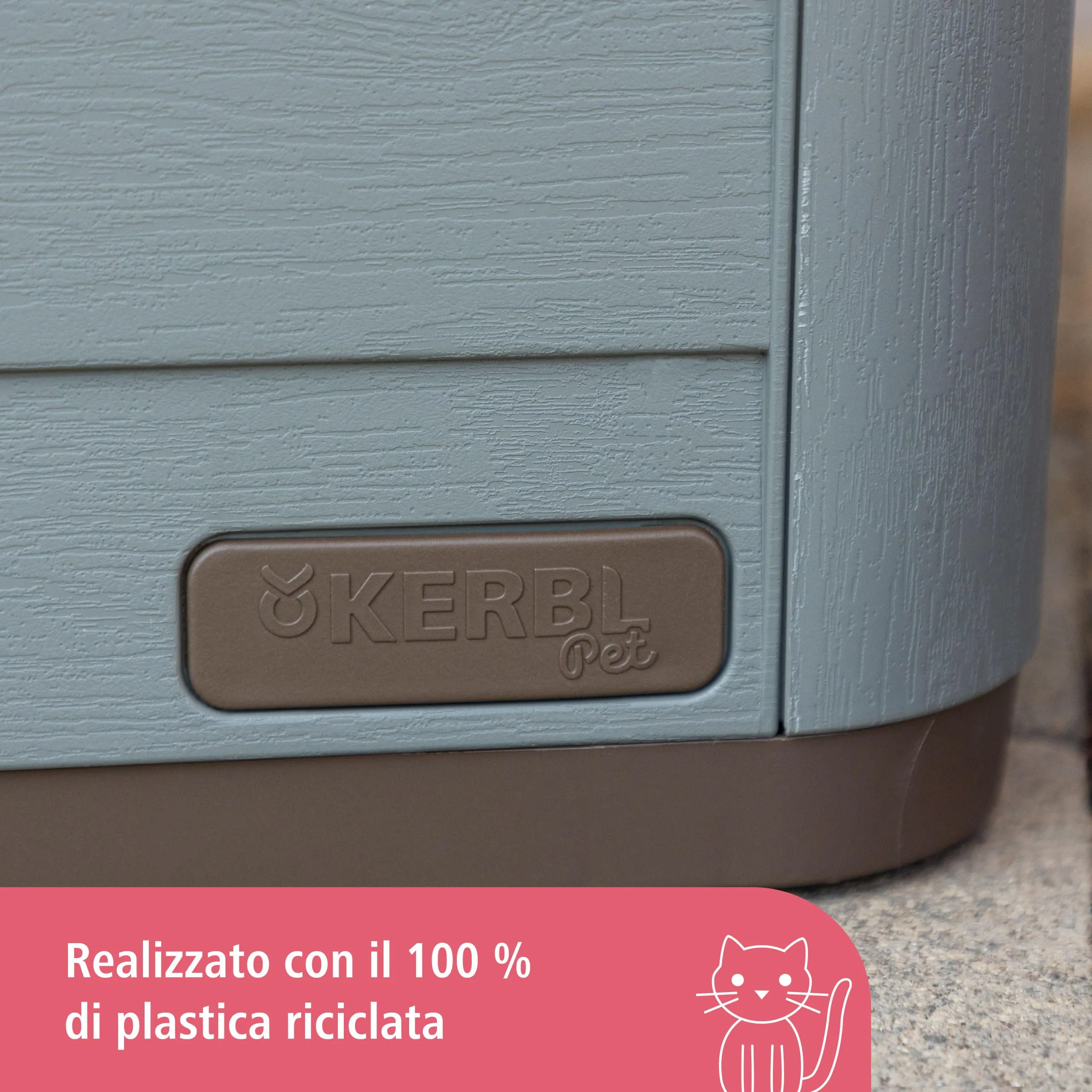 Kerbl Pet casa per gatti Paola Eco, grigio-verde/marrone, 60x51x41 cm, cuccia per gatti, 100% plastica riciclata, cani, gatti - immagine 6