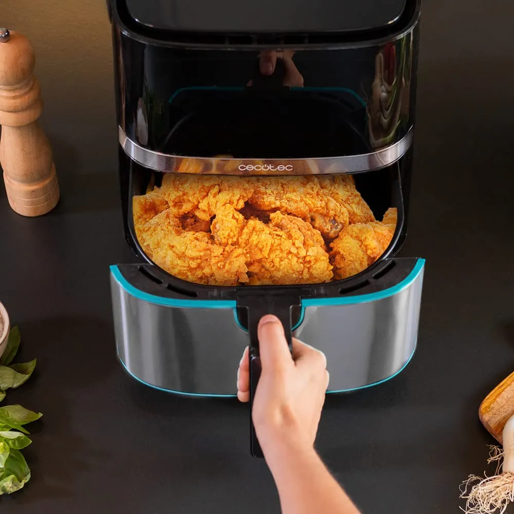 Cecotec Friggitrice ad Aria calda 5.5 L Cecofry Full Inox Pro 5500 con Accessori. 1700 W, Compatta e Digitale, Dietetica in Acciaio inox, senza Olio, Tecnologia PerfectCook, Termostato - immagine 3