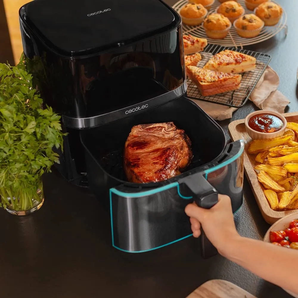 Cecotec Friggitrice ad Aria calda 5.5 L Cecofry Full Inox Pro 5500 con Accessori. 1700 W, Compatta e Digitale, Dietetica in Acciaio inox, senza Olio, Tecnologia PerfectCook, Termostato - immagine 5
