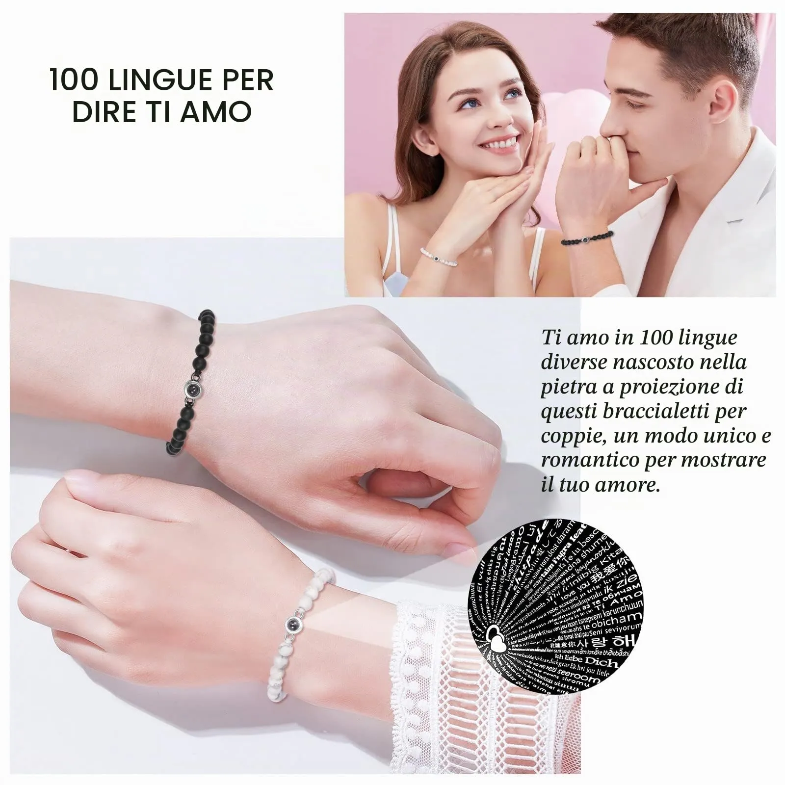 BOCHOI 2 Articoli Ti Amo Bracciale Regali Di Coppia Regalo Anniversario Per Lui Abbinato Per Fidanzato Fidanzata Il Mio Amore Anima Gemella Gioielli - immagine 2
