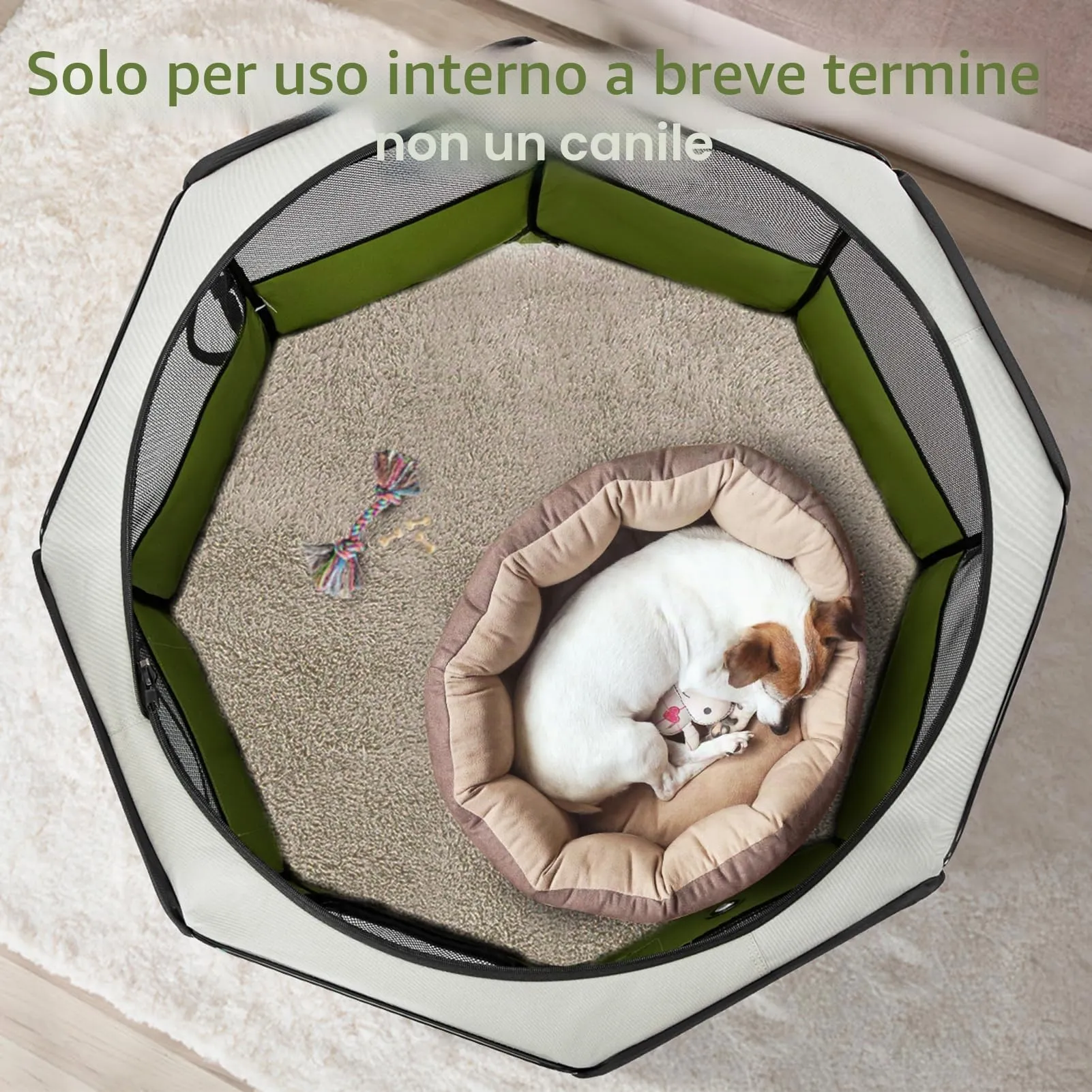 PETSFIT Recinto per Cani e Gatti pieghevole e Portatile, Box per Animali con Pavimento impermeabile in Tessuto, grigio e verde, 92 * 84 * 53CM - immagine 5