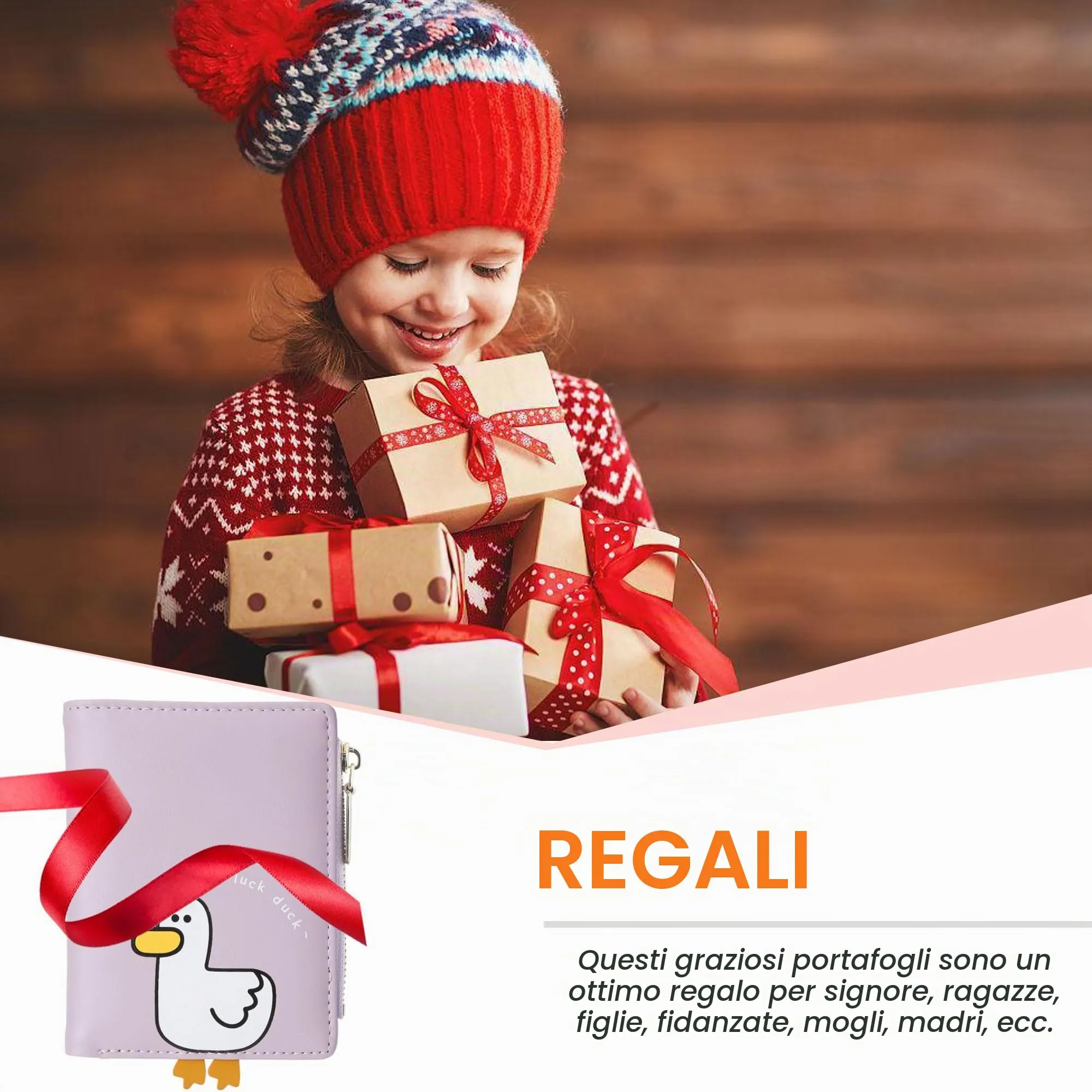 SNCCJ Portafoglio Donna Piccolo Carino, Portafoglio Sottile con Cerniera Portamonete e Bloccaggio RFID per Donna e Ragazza (Anatra Viola) - immagine 7