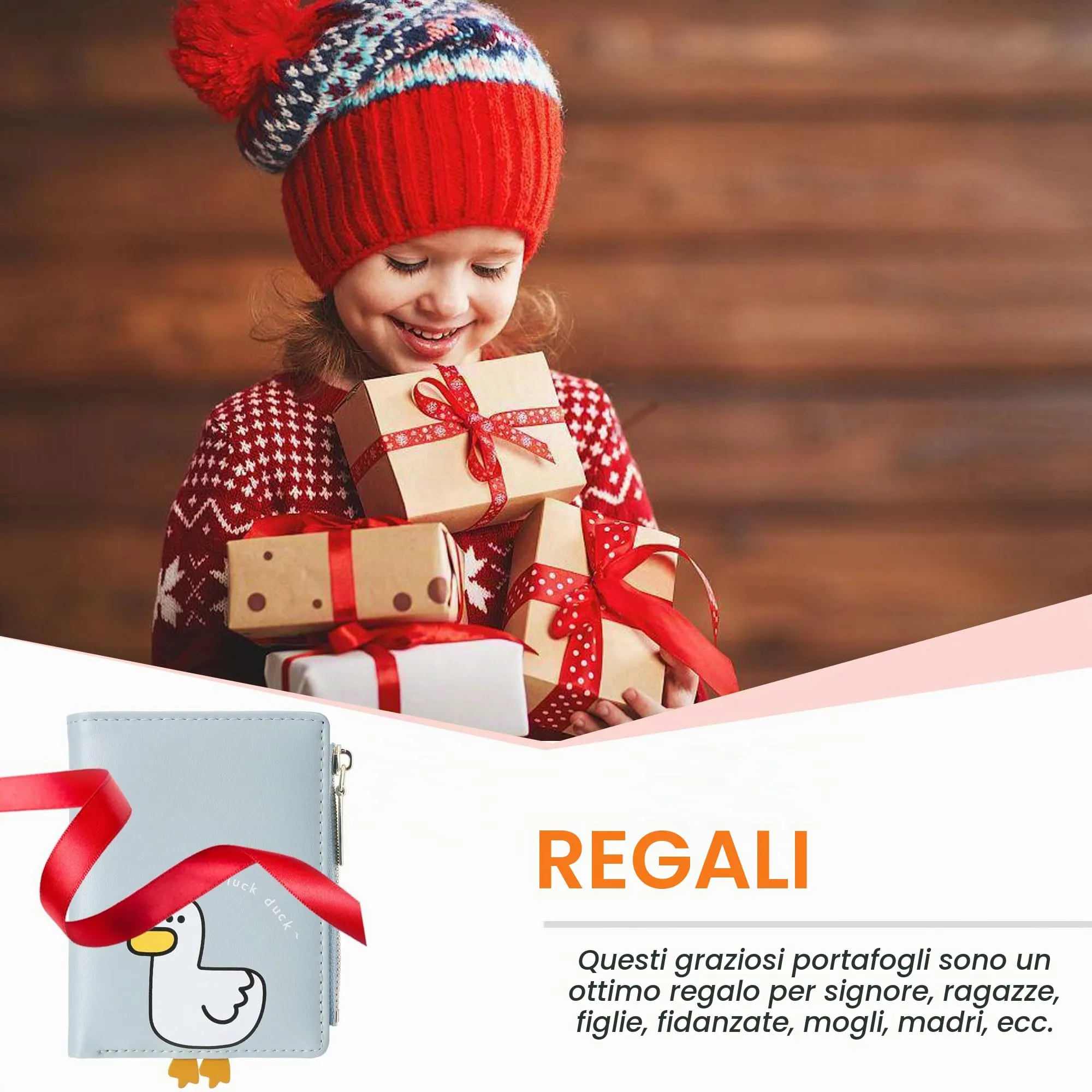 SNCCJ Portafoglio Donna Piccolo Carino, Portafoglio Sottile con Cerniera Portamonete e Bloccaggio RFID per Donna e Ragazza (Anatra Blu) - immagine 7