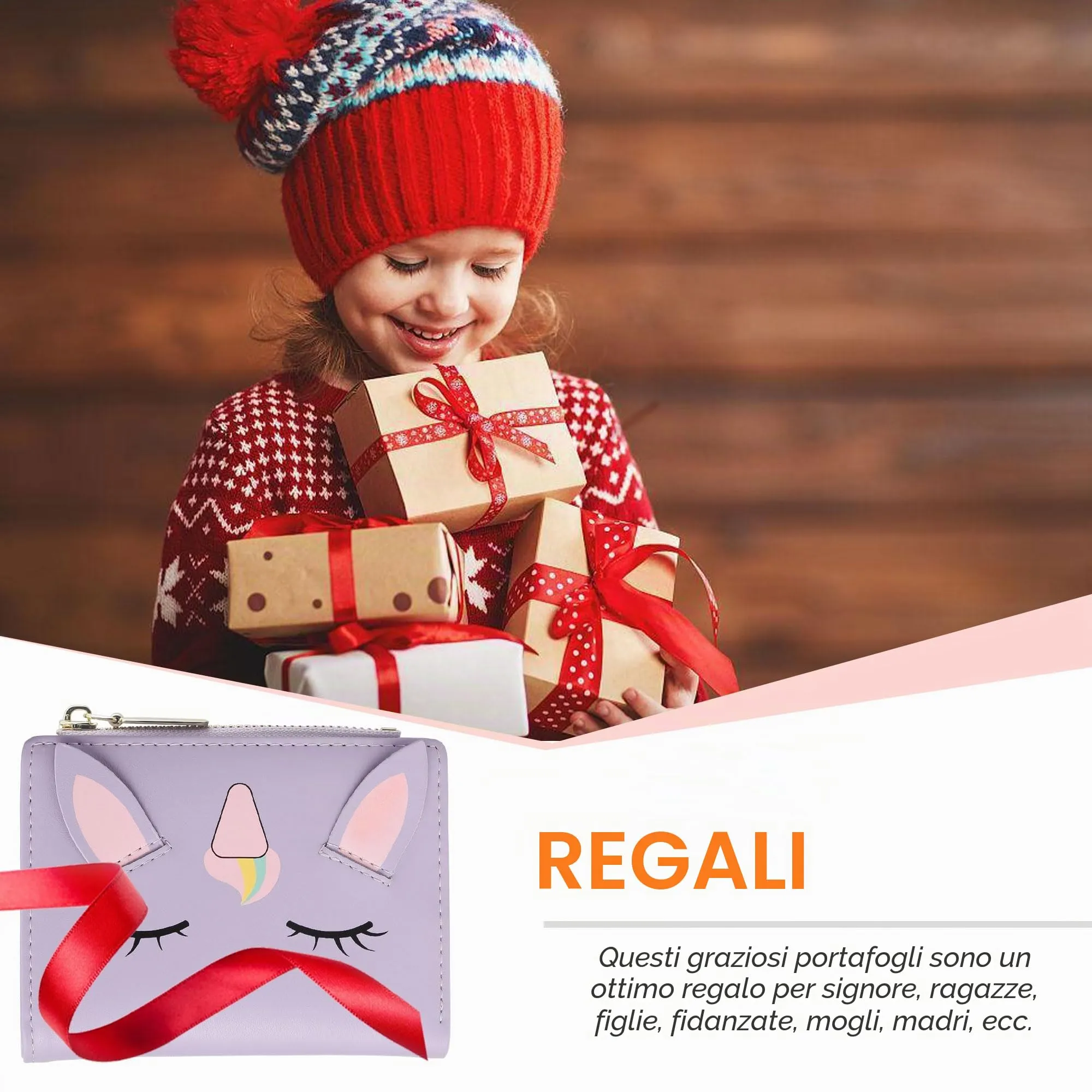 SNCCJ Portafoglio Donna Piccolo Carino, Portafoglio Sottile con Cerniera Portamonete e Bloccaggio RFID per Donna e Ragazza (Unicorno Viola) - immagine 7