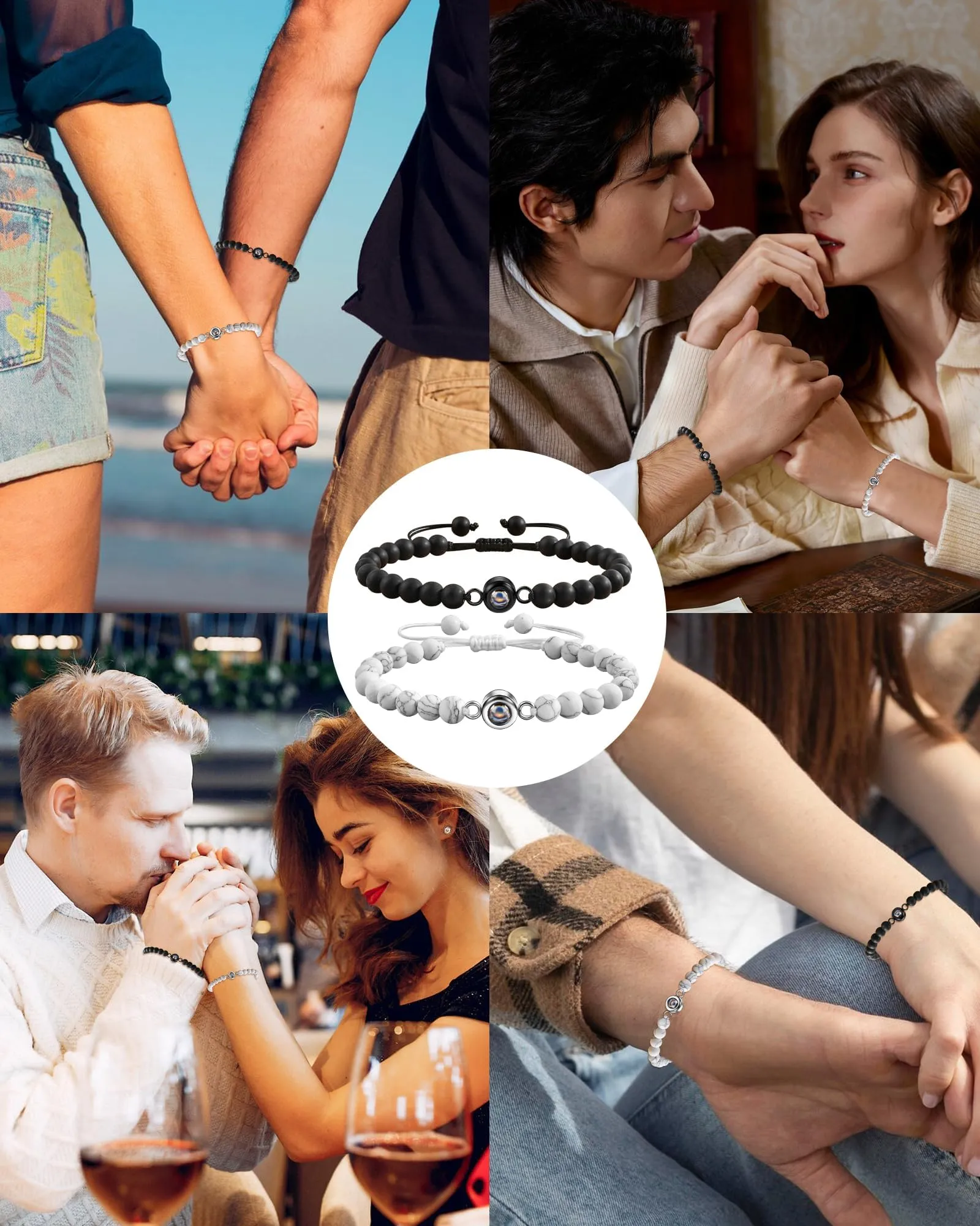 BOCHOI Regalo di Coppia Bracciale Coppia Lui e Lei Idee Regalo per Lei Compleanno Anniversario Proiezione Ti Amo100 Lingue Regalo Fidanzato/Fidanzate - immagine 6