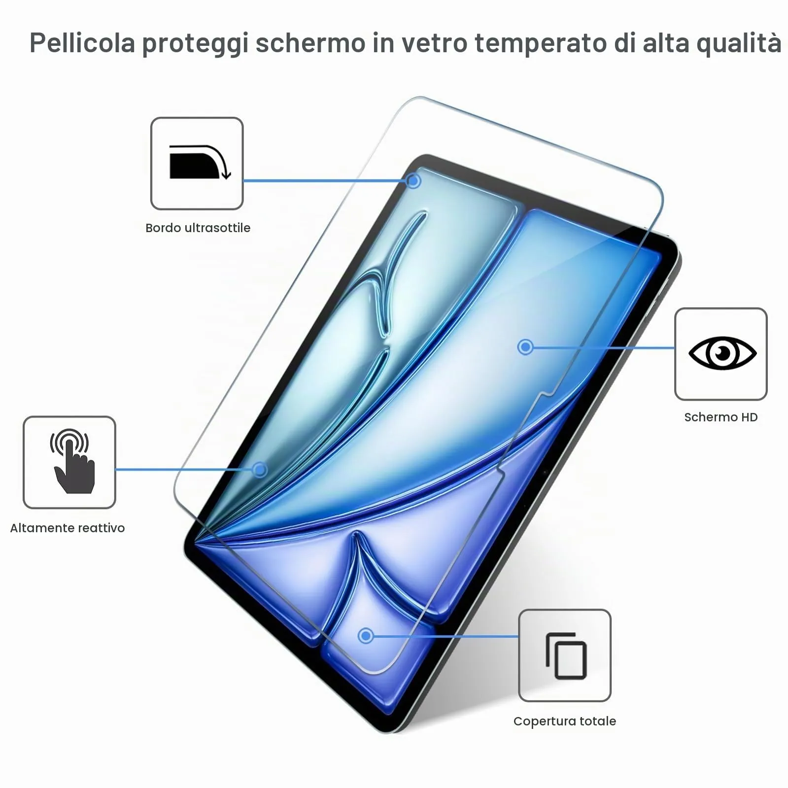 ProCase Pellicola iPad Air 13 Pollici M4 2026/M3 2025/M2 2024, Vetro Temperato 9H Anti Graffio, Ultra Trasparente - 2 Pezzi - immagine 3