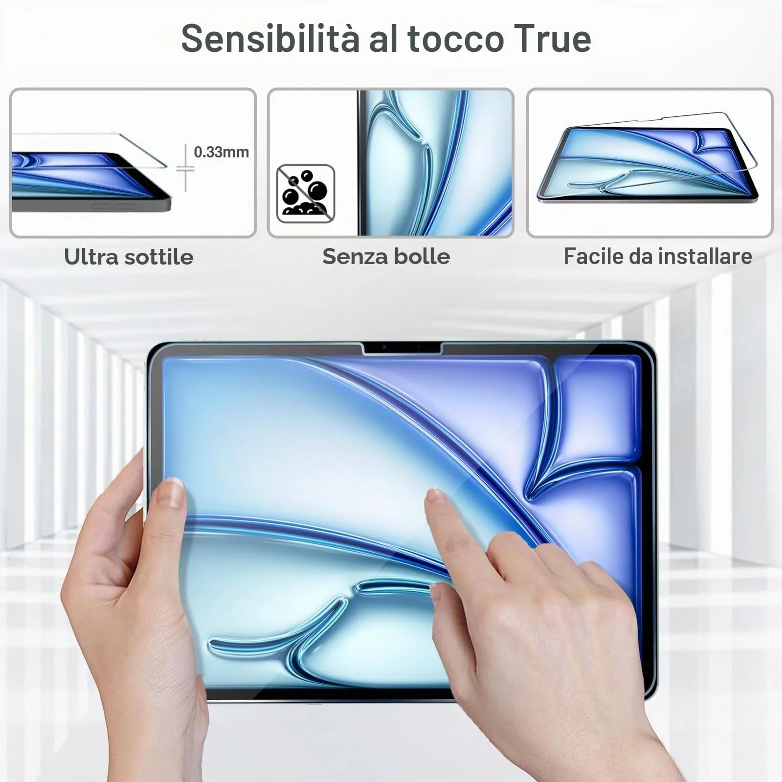 ProCase Pellicola iPad Air 13 Pollici M4 2026/M3 2025/M2 2024, Vetro Temperato 9H Anti Graffio, Ultra Trasparente - 2 Pezzi - immagine 4