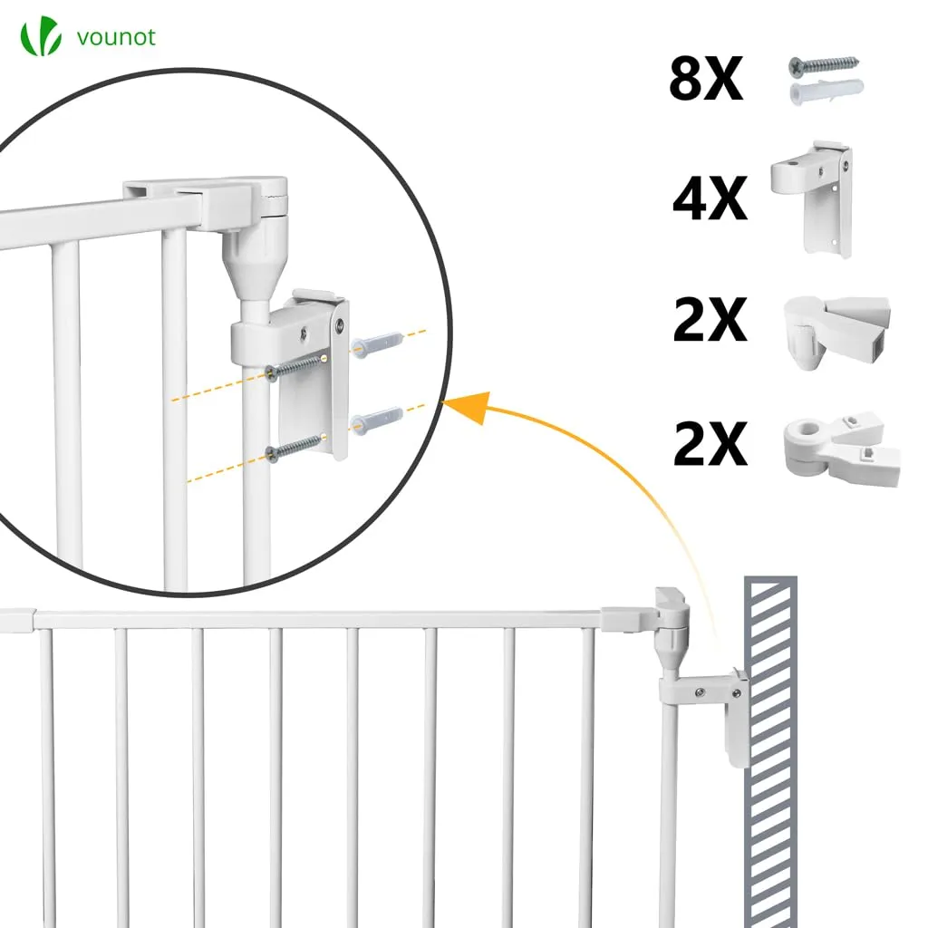VOUNOT® Barriera di Sicurezza 375 cm per Bambini e Cani, Cancello Cancelletto Griglia di Sicurezza per Camino, Preassemblato, 6 Pannelli Barriera Protettiva Pieghevole per Porte o Scale, Bianco - immagine 7
