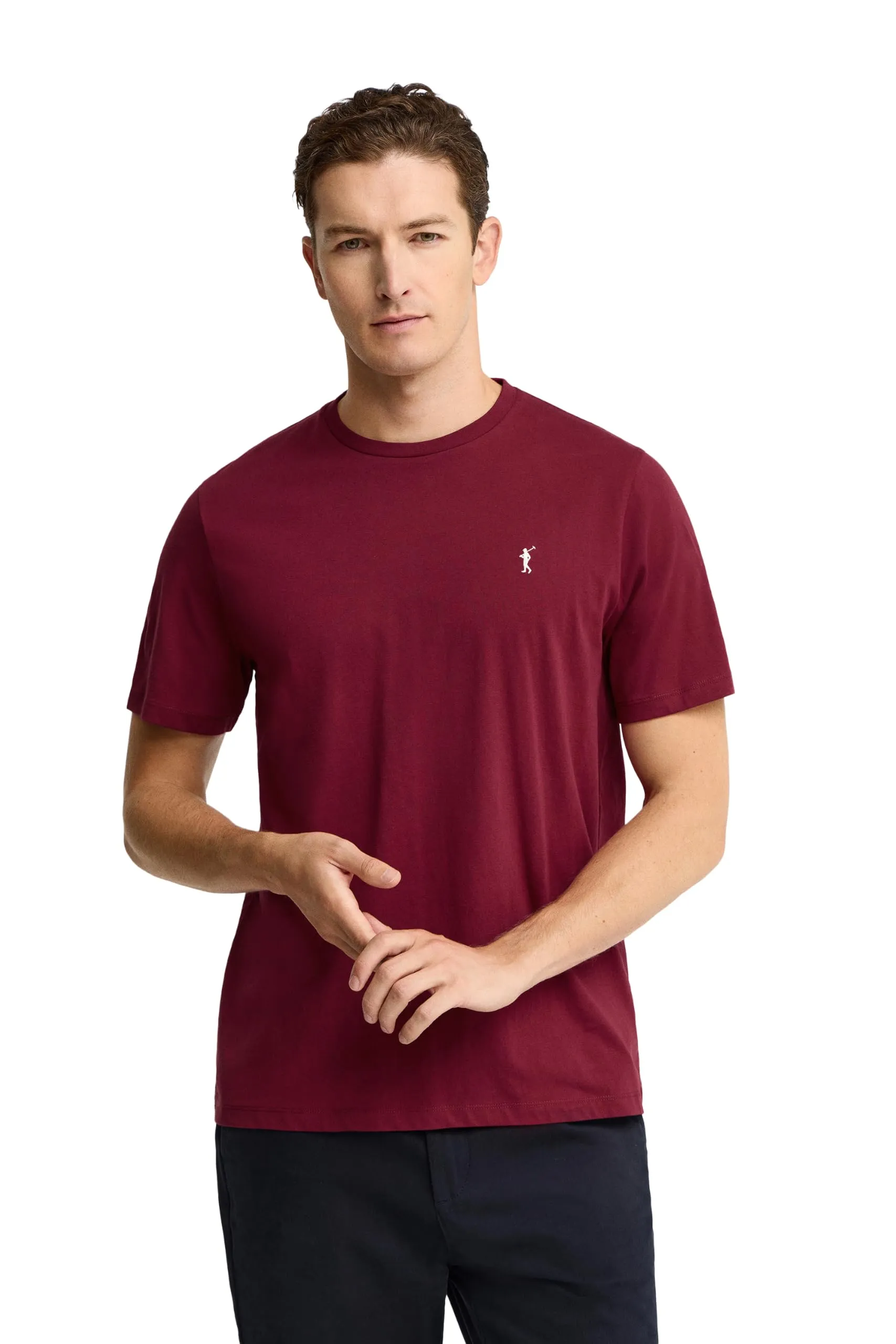 Polo Club Maglietta Basic Granata Cotone con Logo Ricamato Uomo - T-Shirt for Men - immagine 1