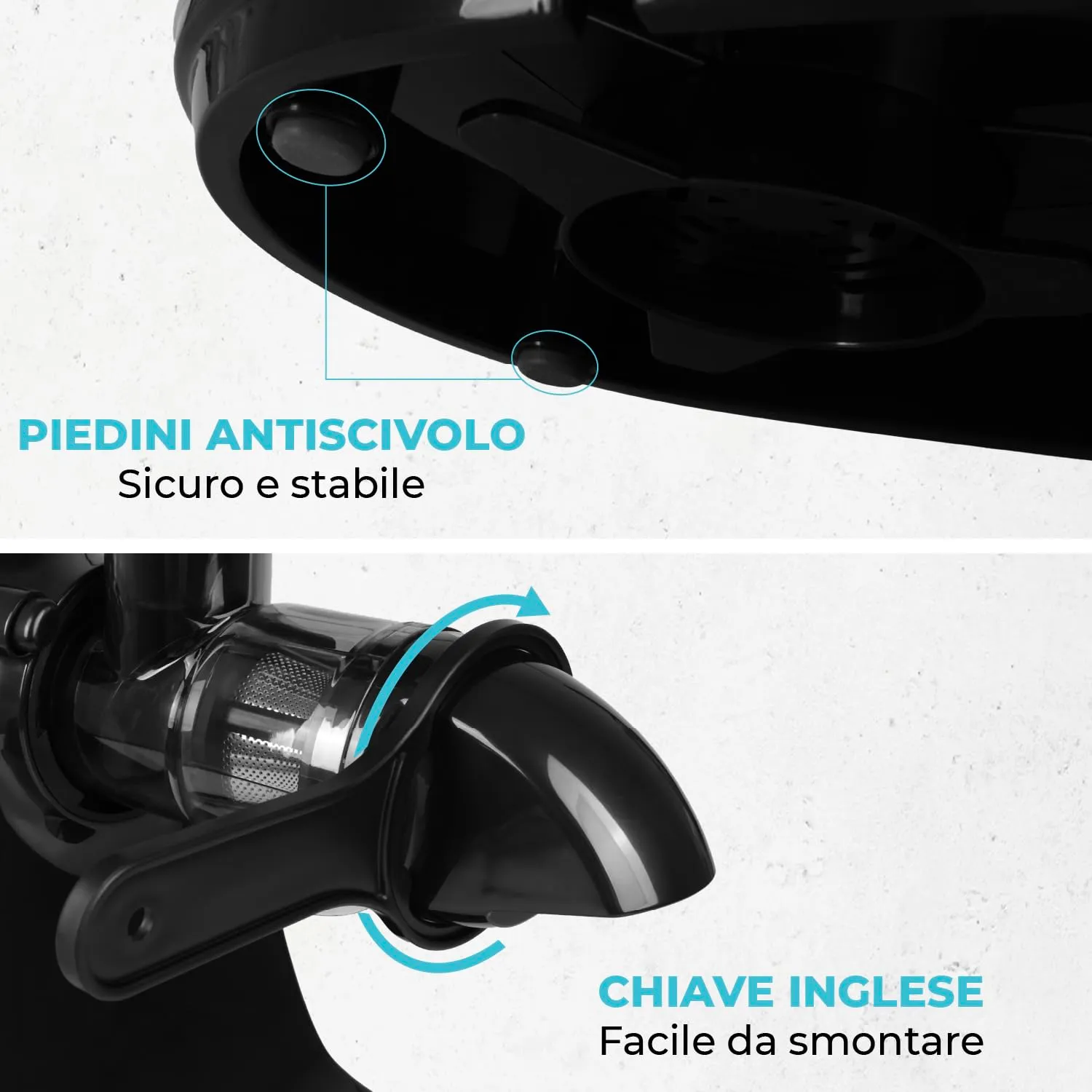 Fentic Estrattore di Succo Frutta e Verdura, Slow Juicer, 90% Resa, Grigio - immagine 4
