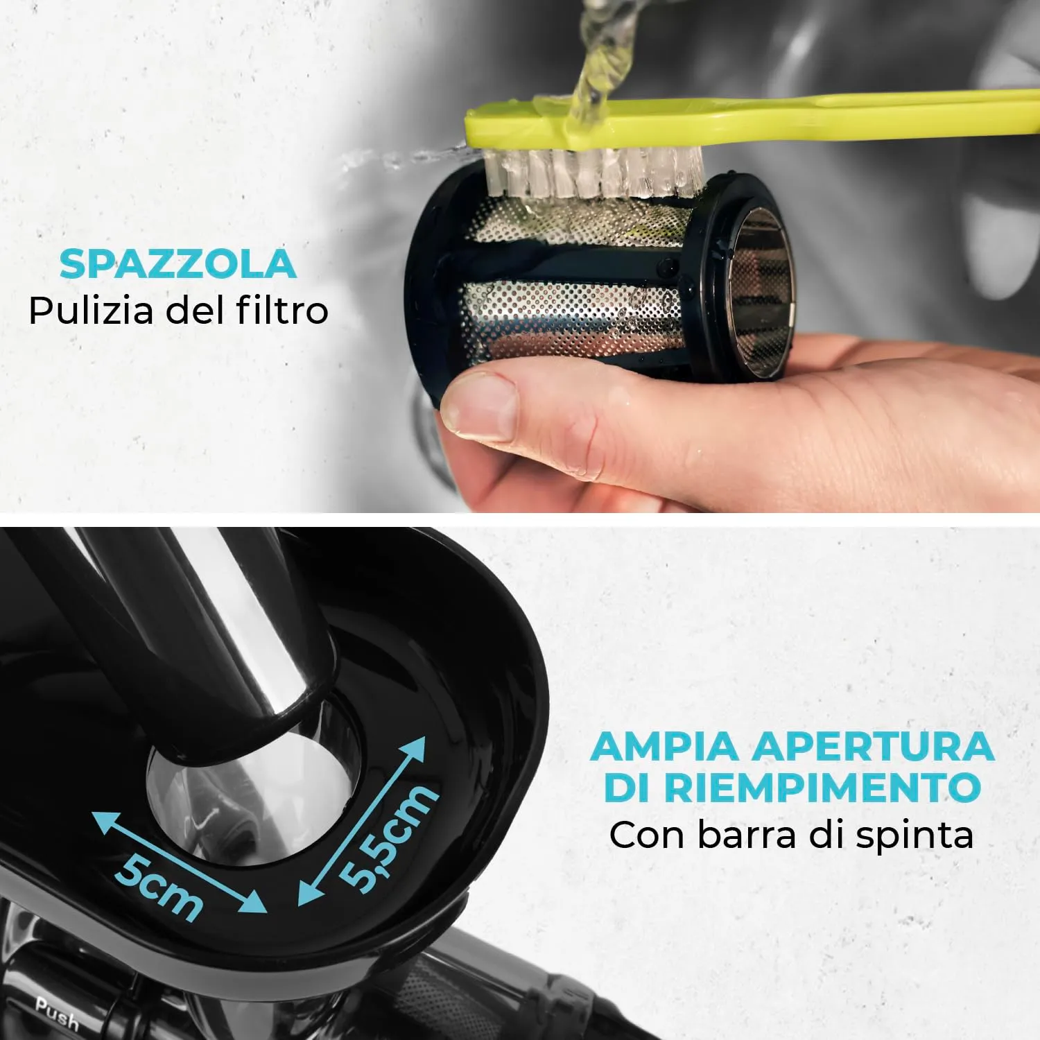 Fentic Estrattore di Succo Frutta e Verdura, Slow Juicer, 90% Resa, Grigio - immagine 5