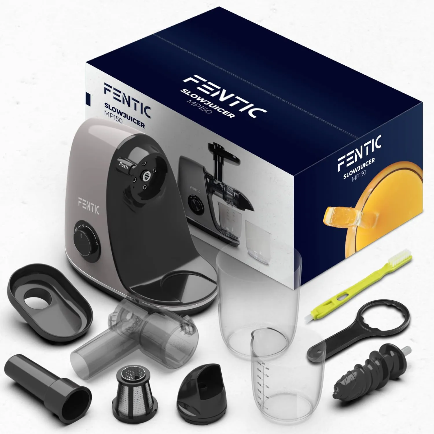 Fentic Estrattore di Succo Frutta e Verdura, Slow Juicer, 90% Resa, Grigio - immagine 9