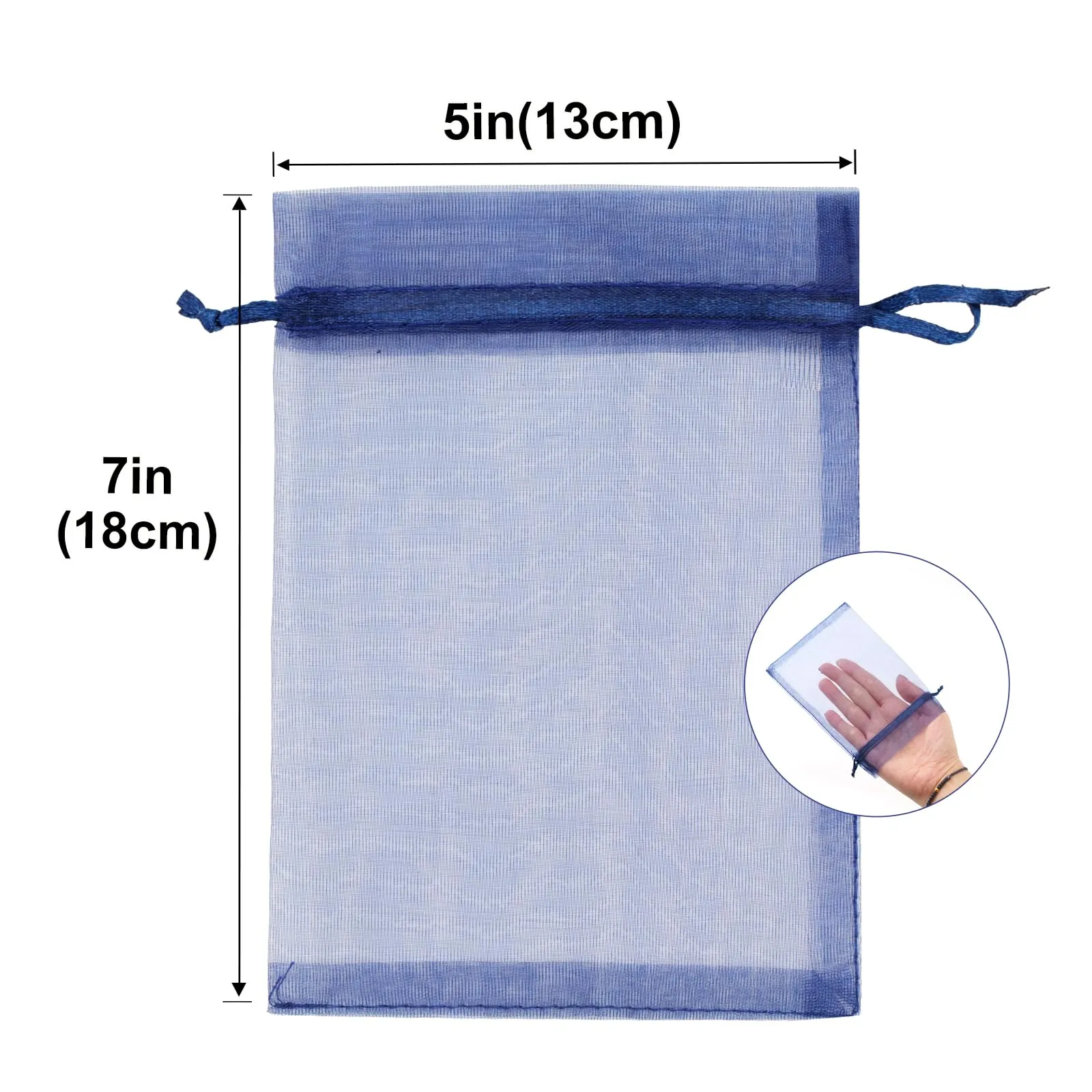 G2PLUS 50 Sacchetti Blu Navy Organza,13x18CM Sacchetti Organza Regalo - immagine 2