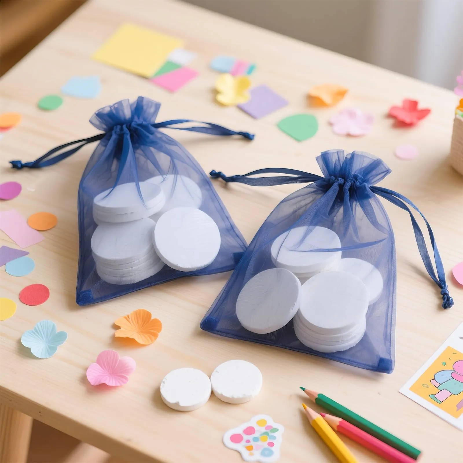 G2PLUS 50 Sacchetti Blu Navy Organza,13x18CM Sacchetti Organza Regalo - immagine 5