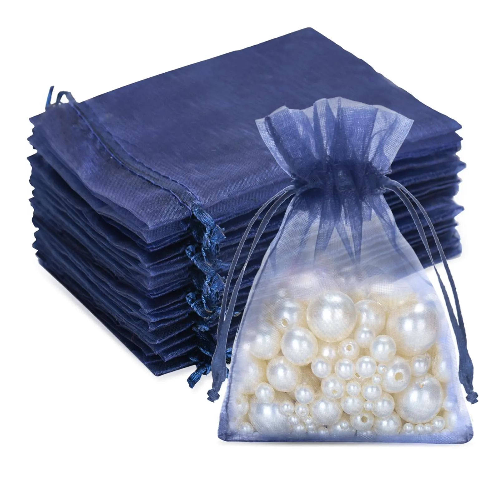G2PLUS 50PCS Blu Navy Sacchetti Organza,7x9CM Sacchetti Organza Regalo - immagine 1