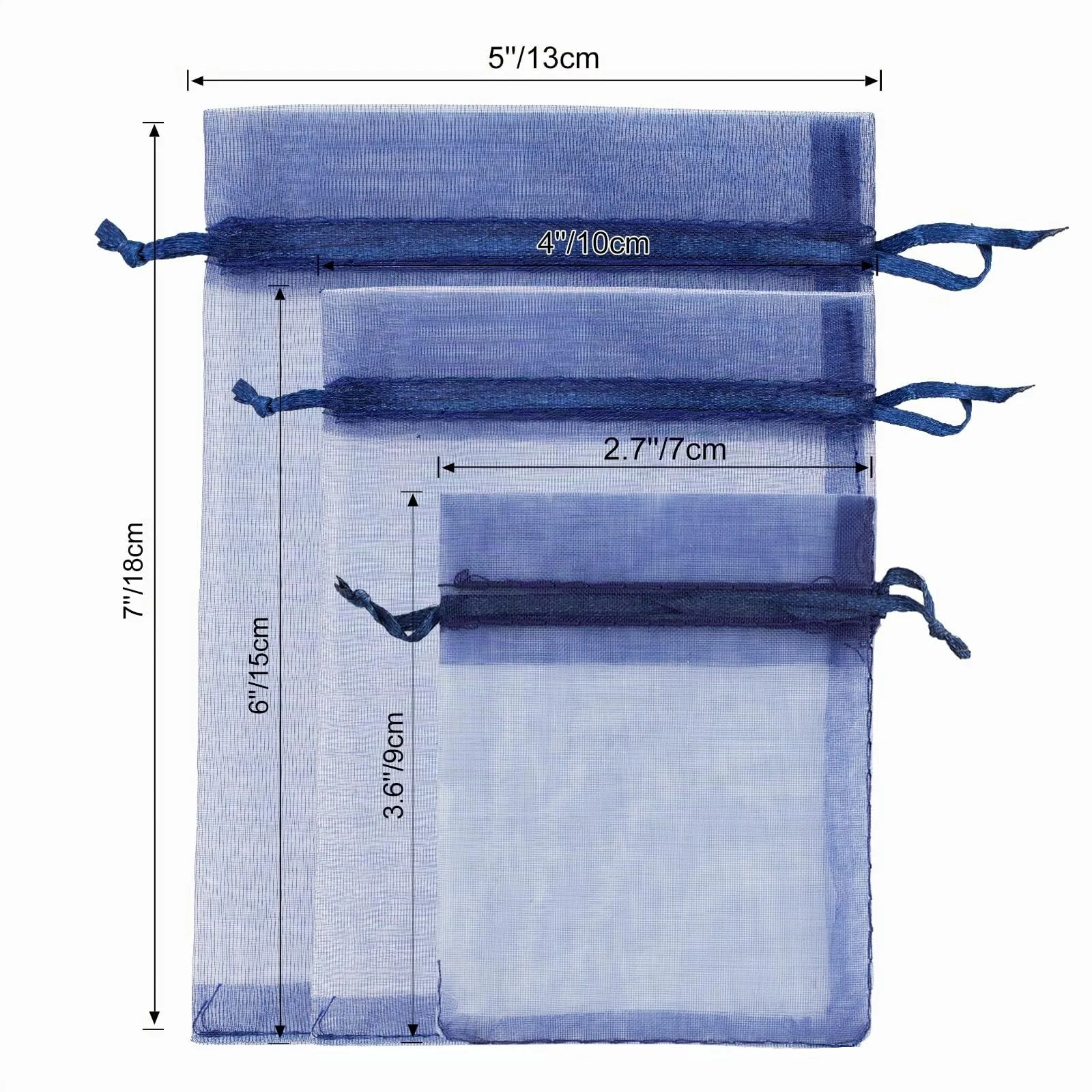 G2PLUS 50PCS Blu Navy Sacchetti Organza,7x9CM Sacchetti Organza Regalo - immagine 2