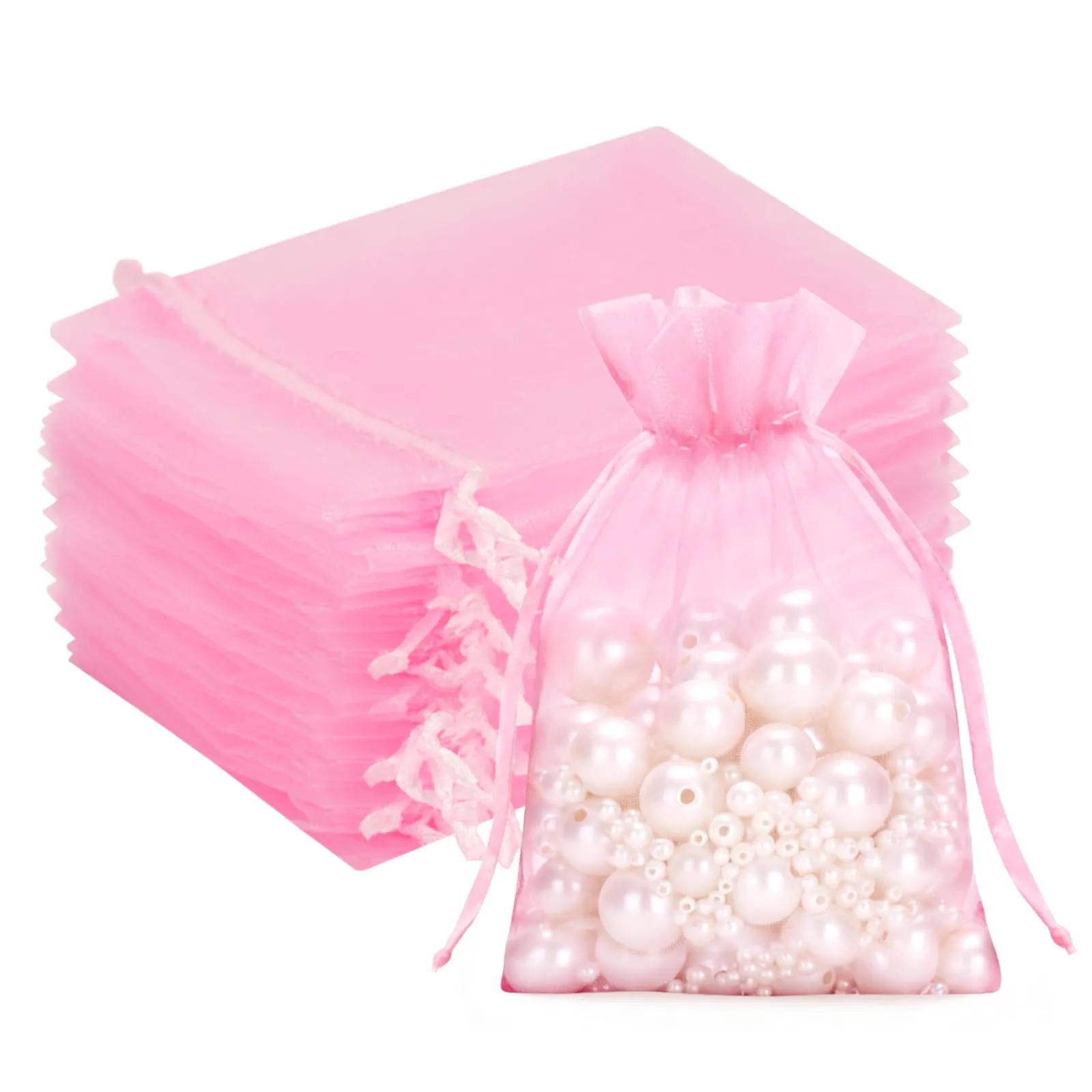 G2PLUS 50PCS Rosa Sacchetti Organza,10x12CM Sacchetti Organza Regalo - immagine 1
