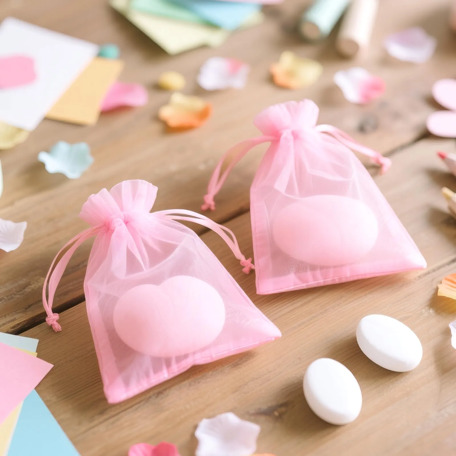 G2PLUS 50PCS Rosa Sacchetti Organza,10x12CM Sacchetti Organza Regalo - immagine 6