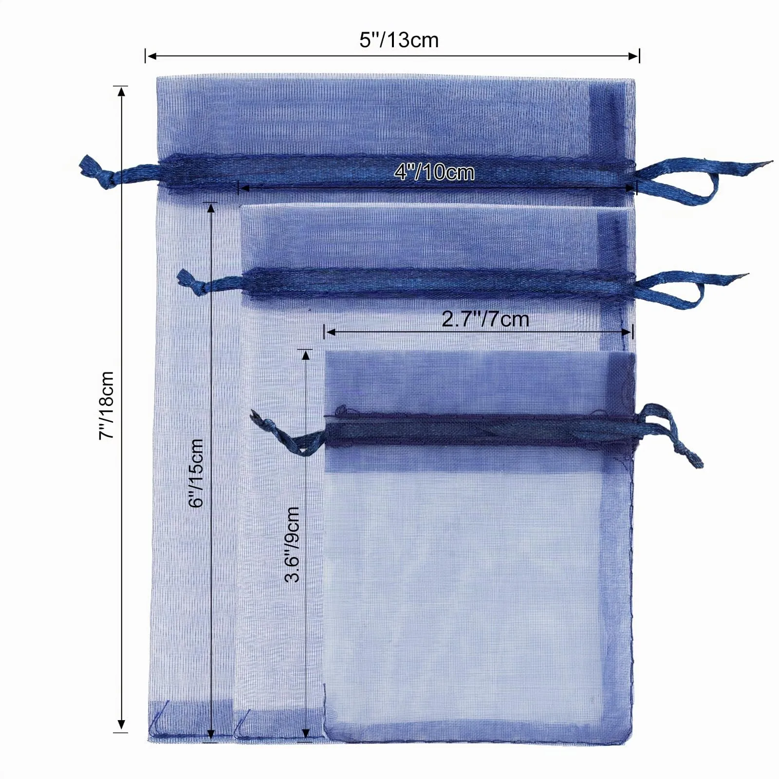 G2PLUS 50PCS Blu Navy Sacchetti Organza,10x15CM Sacchetti Organza Regalo - immagine 2