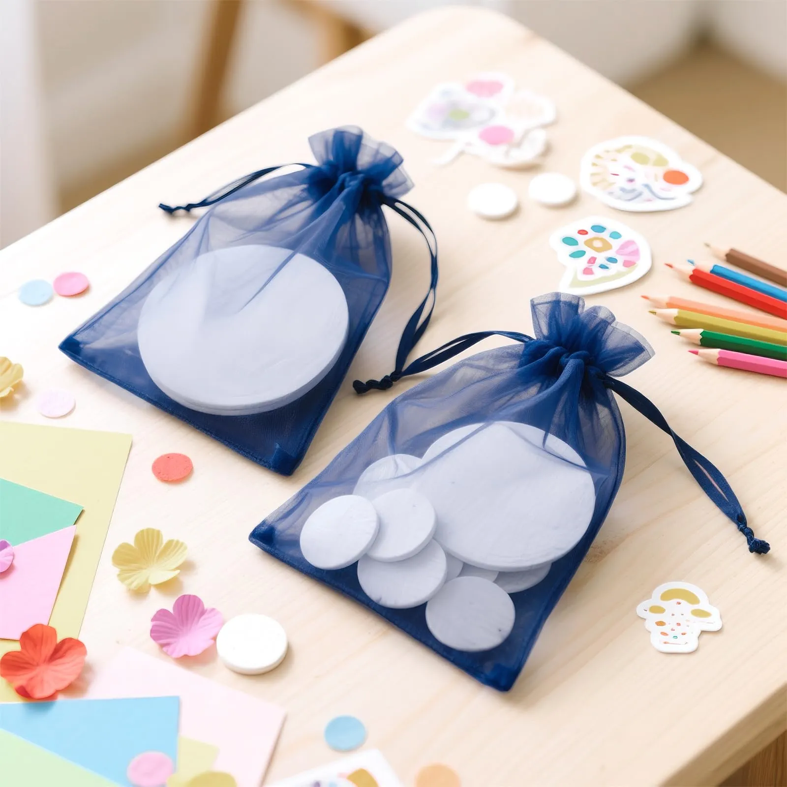 G2PLUS 50PCS Blu Navy Sacchetti Organza,10x15CM Sacchetti Organza Regalo - immagine 4