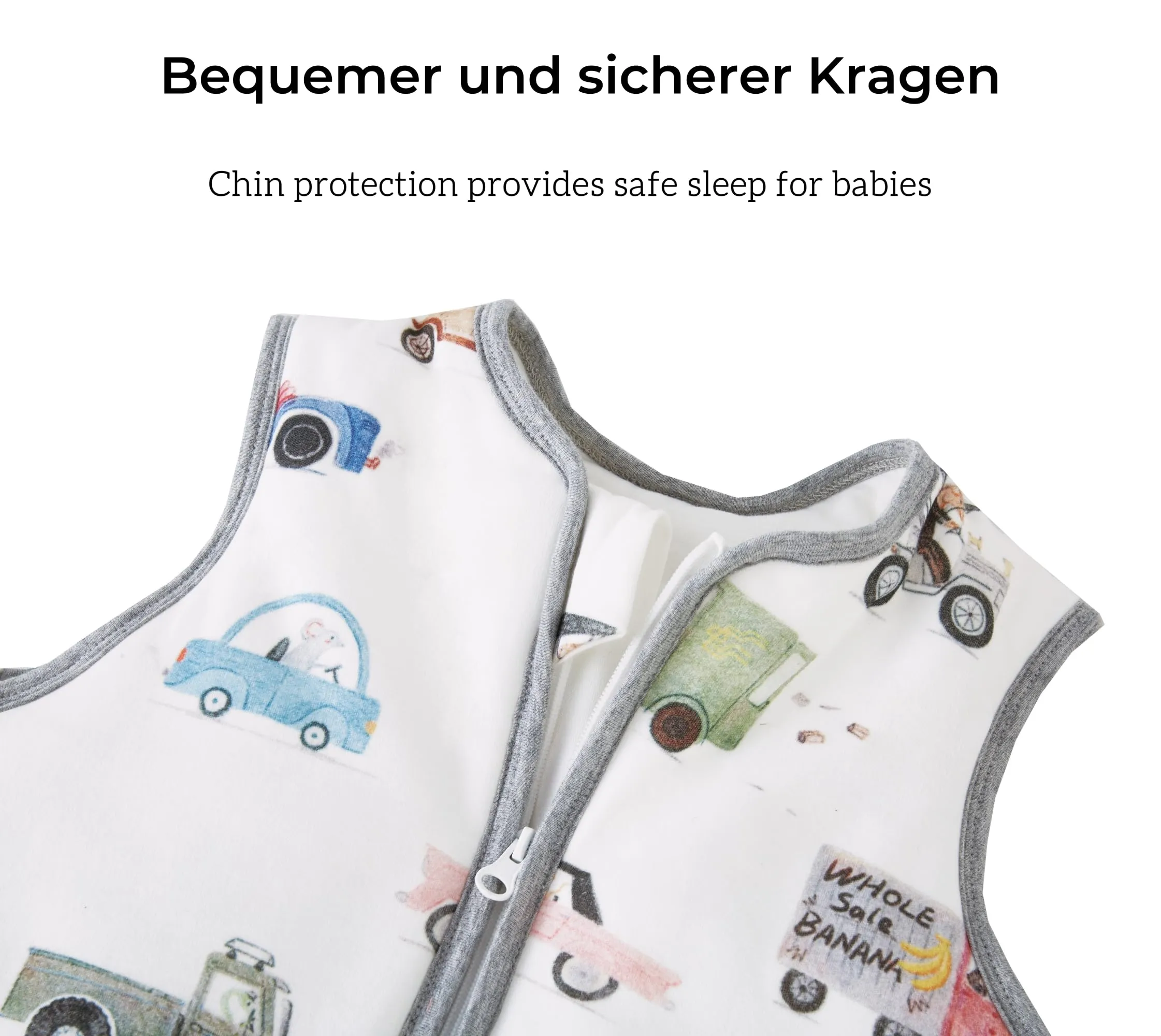 Chilsuessy Sacco nanna con gambe, 2,5 Tog, invernale, unisex, per tutto l'anno, con piedi, auto colorate, 100 cm, altezza del bambino 105-115 cm - immagine 2