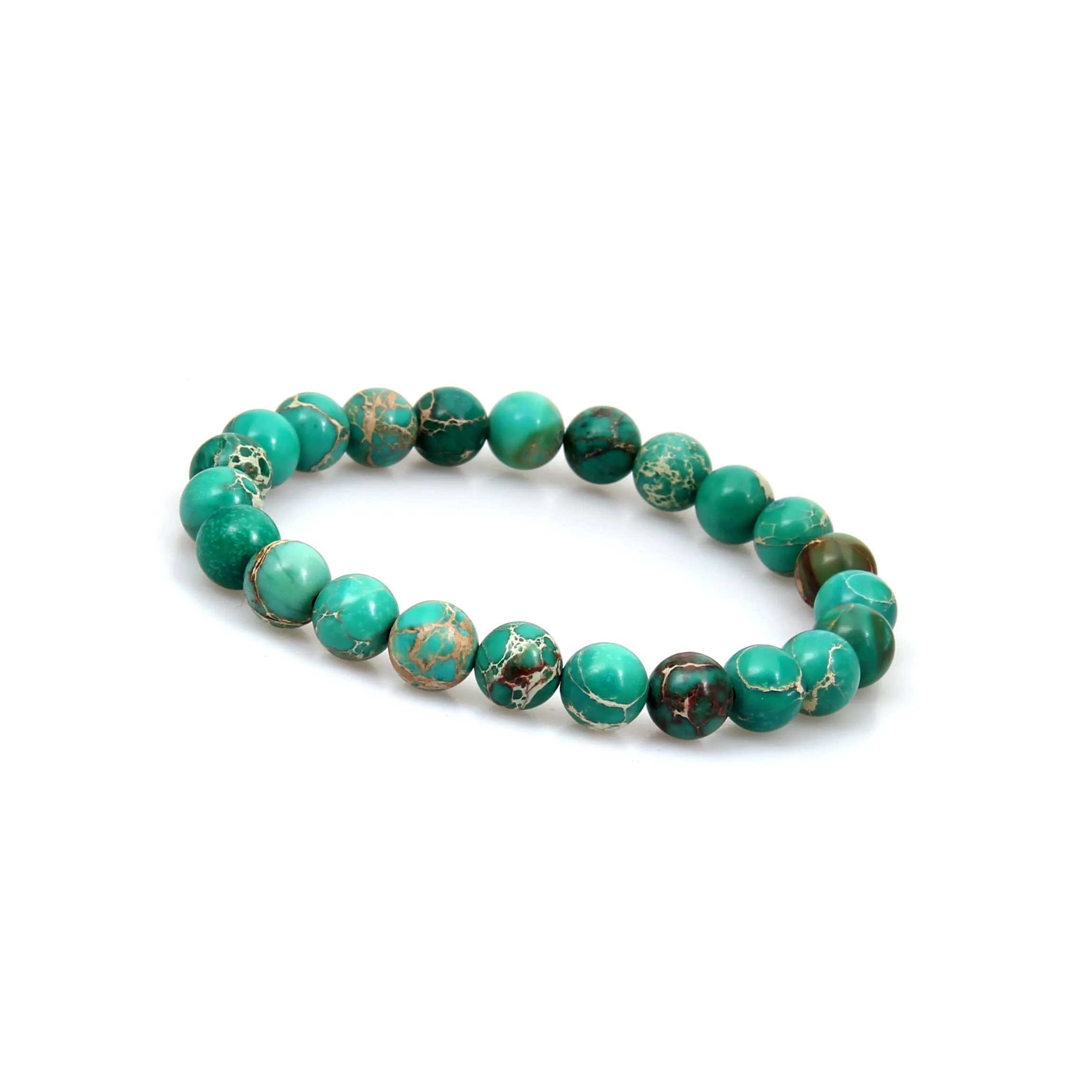 GD GOOD.designs Bracciale con perline chakra in pietra naturale di diaspro sedimentario marino da 8 mm (verde) – bracciale da uomo – braccialetto da yoga - immagine 1
