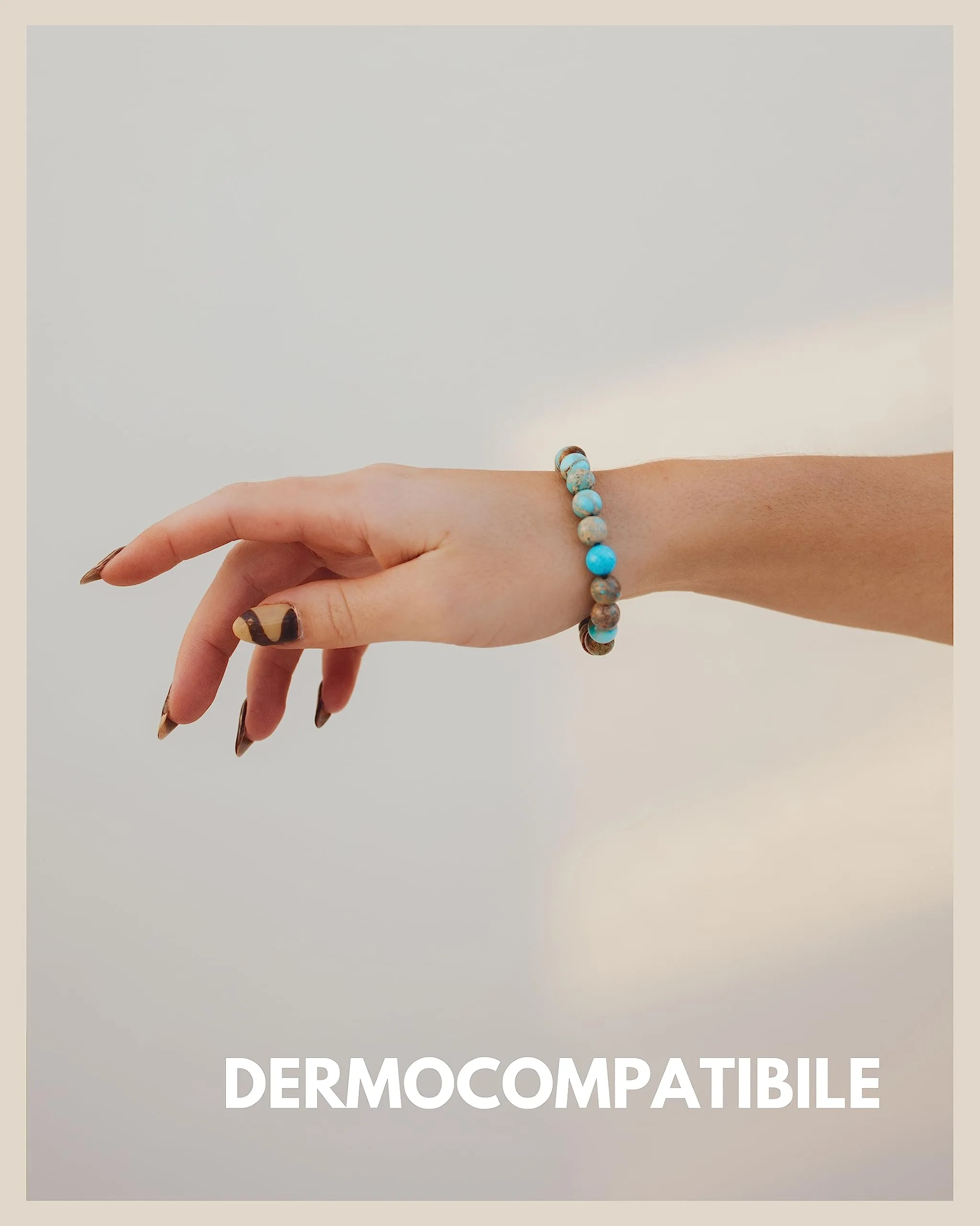 GD GOOD.designs Bracciale con perline chakra in pietra naturale di diaspro sedimentario marino da 8 mm (verde) – bracciale da uomo – braccialetto da yoga - immagine 4