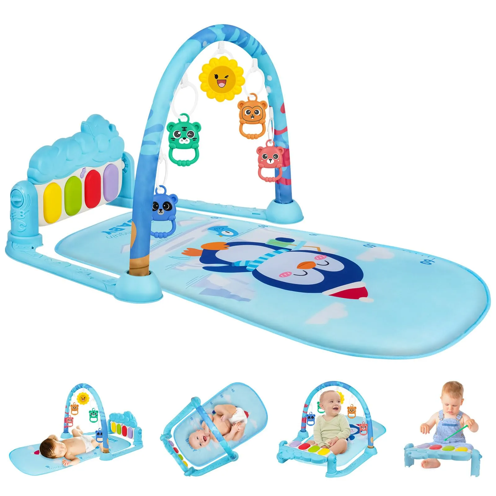 AOMIG Palestre per Bambini Tappetini, Tappetino da Gioco per Palestra per Bambini Palestrina Baby Piano, Palestre Tappetini Attività per Neonati 0-36 Mesi - immagine 1