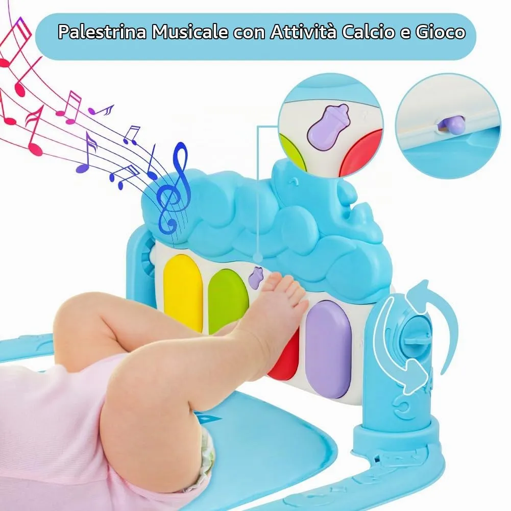 AOMIG Palestre per Bambini Tappetini, Tappetino da Gioco per Palestra per Bambini Palestrina Baby Piano, Palestre Tappetini Attività per Neonati 0-36 Mesi - immagine 5