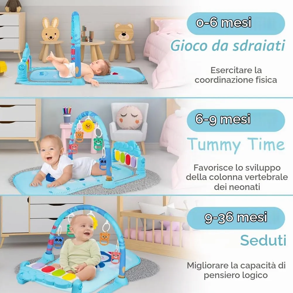 AOMIG Palestre per Bambini Tappetini, Tappetino da Gioco per Palestra per Bambini Palestrina Baby Piano, Palestre Tappetini Attività per Neonati 0-36 Mesi - immagine 6