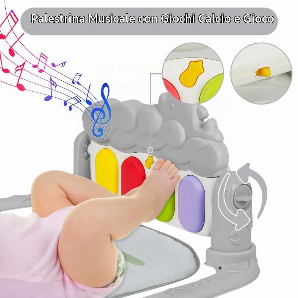 AOMIG Palestre per Bambini Tappetini, Tappetino da Gioco per Palestra per Bambini Palestrina Baby Piano, Palestre Tappetini Attività per Neonati 0-36 Mesi - immagine 5