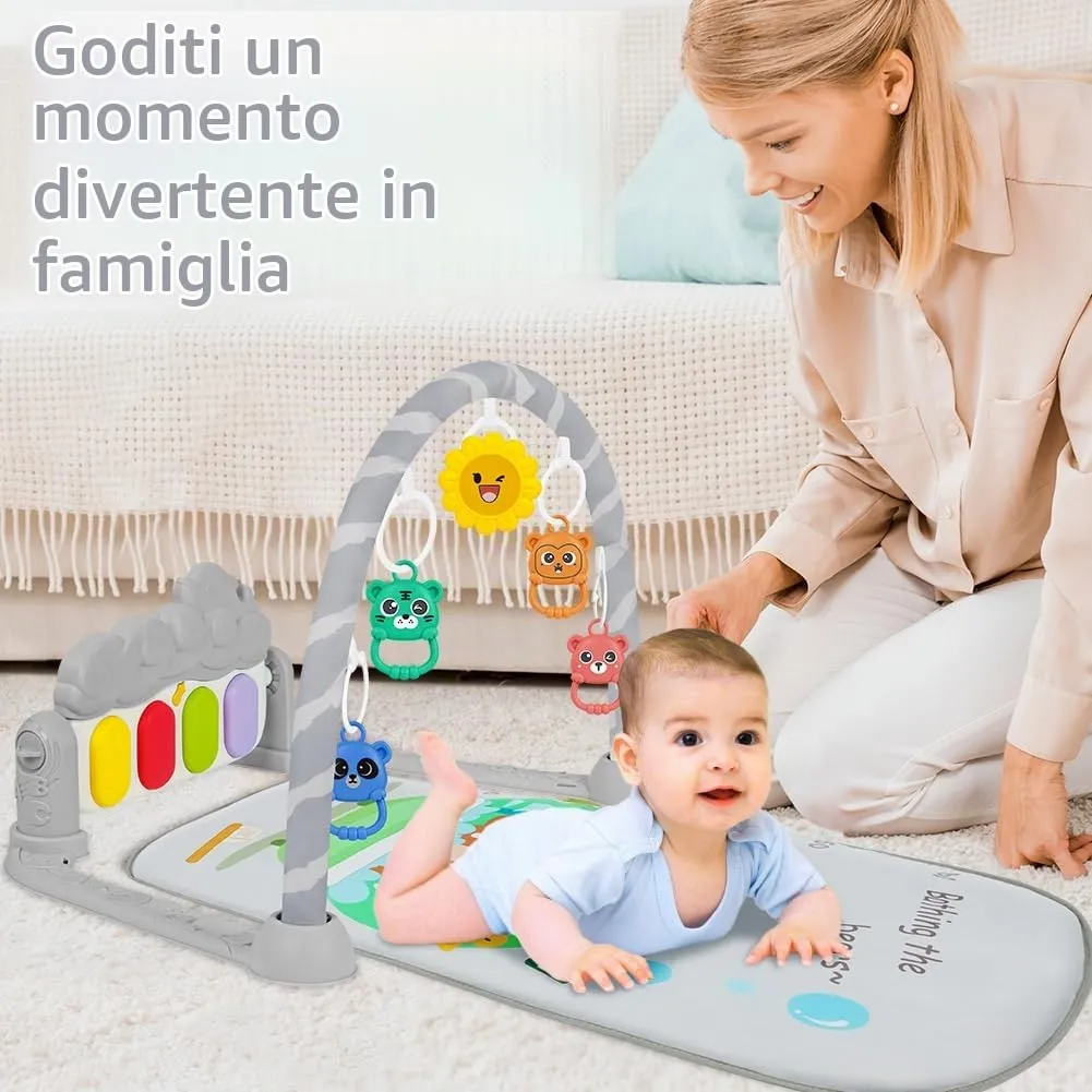 AOMIG Palestre per Bambini Tappetini, Tappetino da Gioco per Palestra per Bambini Palestrina Baby Piano, Palestre Tappetini Attività per Neonati 0-36 Mesi - immagine 7