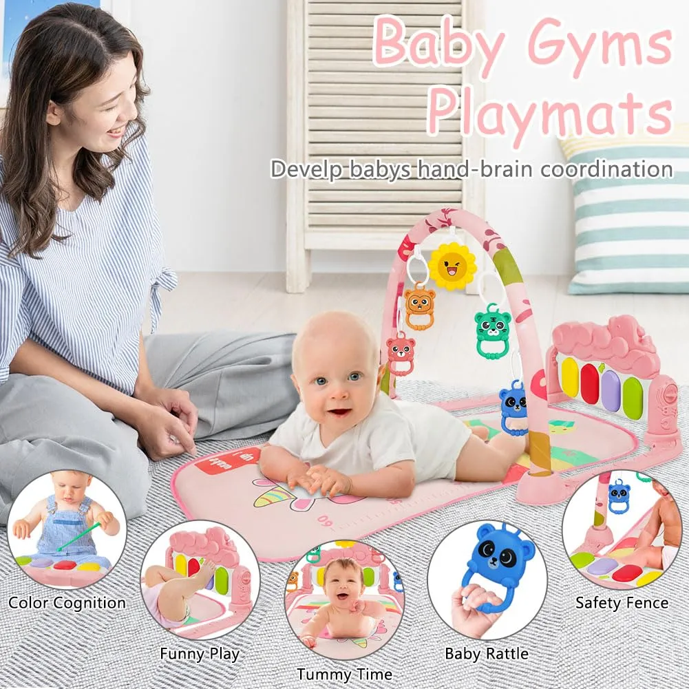 AOMIG Palestre per Bambini Tappetini, Tappetino da Gioco per Palestra per Bambini Palestrina Baby Piano, Palestre Tappetini Attività per Neonati 0-36 Mesi - immagine 3