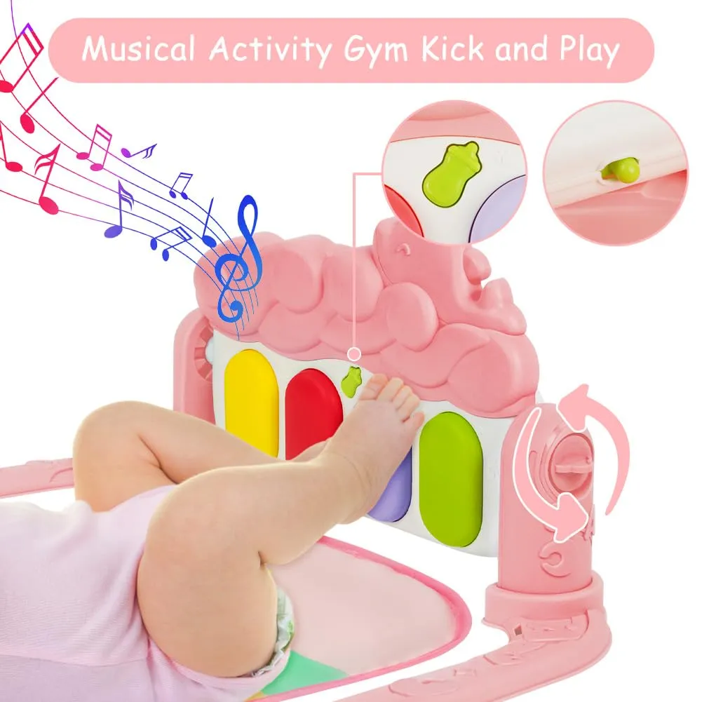 AOMIG Palestre per Bambini Tappetini, Tappetino da Gioco per Palestra per Bambini Palestrina Baby Piano, Palestre Tappetini Attività per Neonati 0-36 Mesi - immagine 5