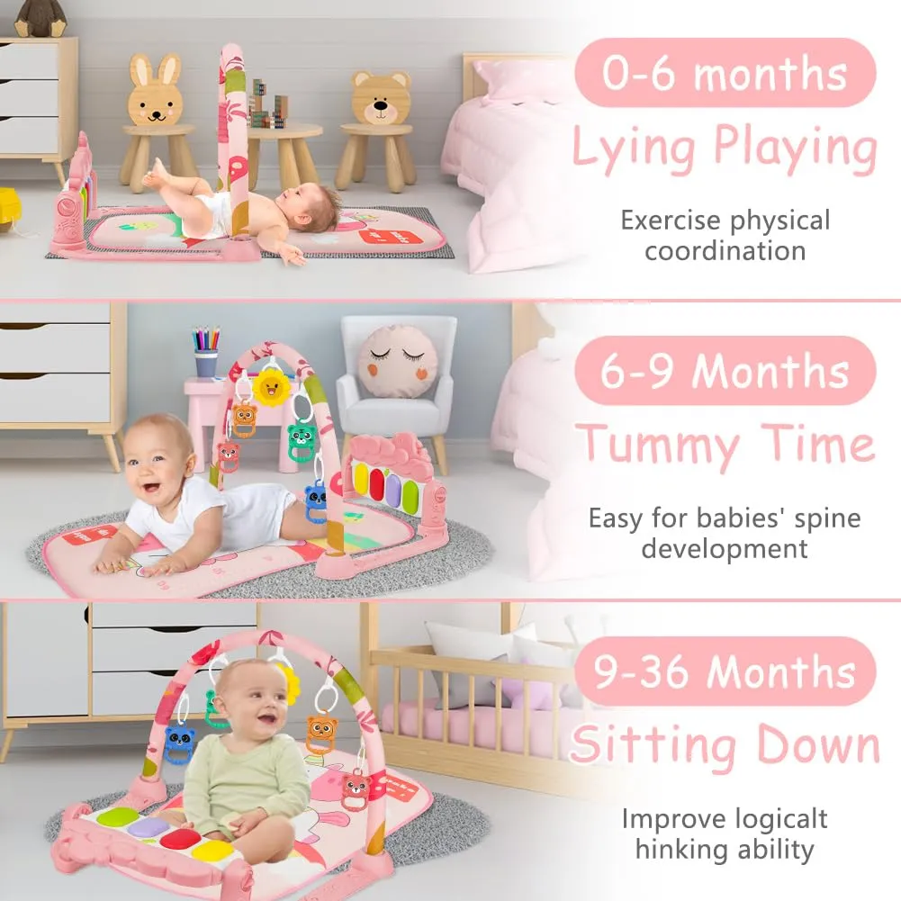 AOMIG Palestre per Bambini Tappetini, Tappetino da Gioco per Palestra per Bambini Palestrina Baby Piano, Palestre Tappetini Attività per Neonati 0-36 Mesi - immagine 6