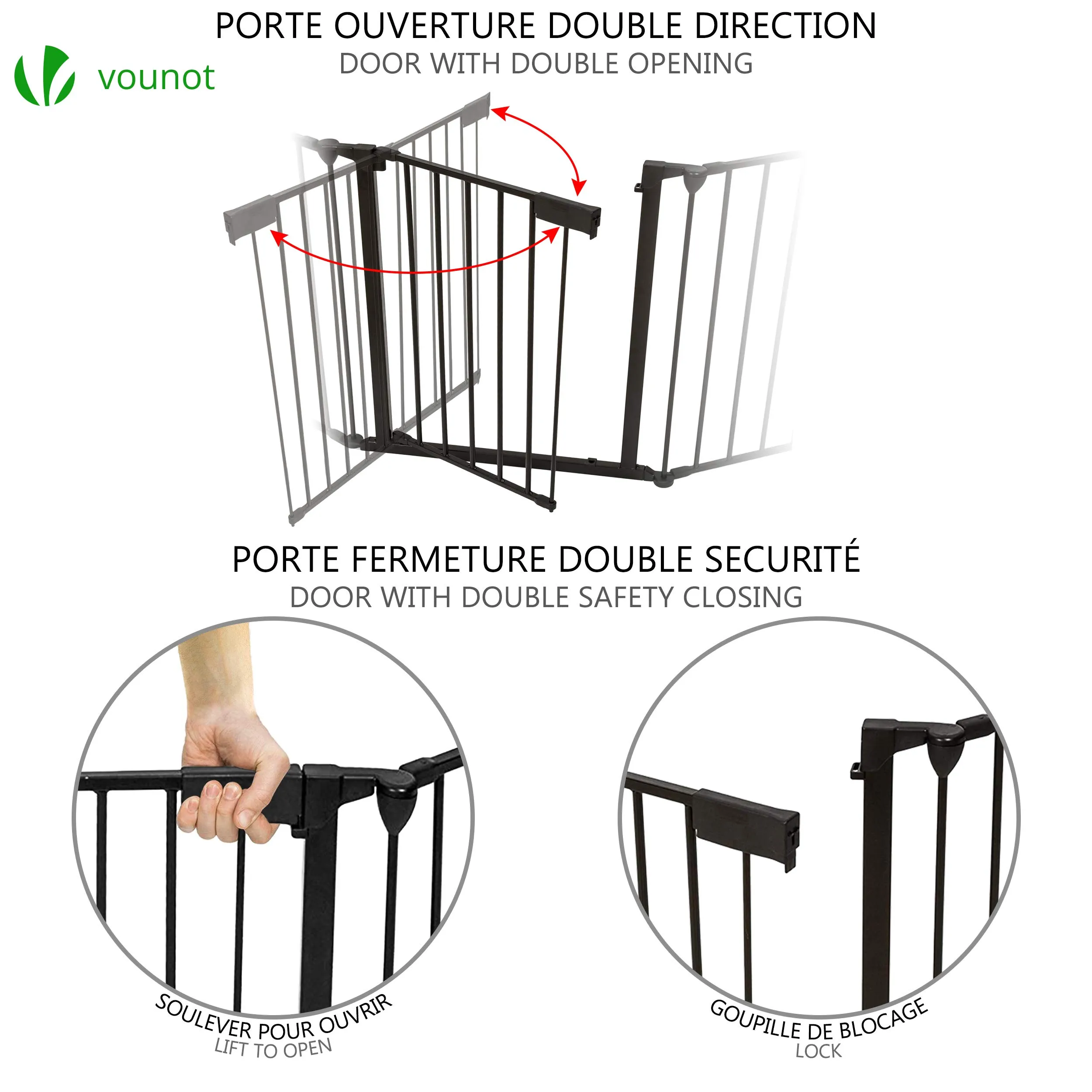 VOUNOT® Cancelletto di Sicurezza Barriera Protettiva, Camino, Cani, Animali, Stufa, 300 x 75 cm, Nero - immagine 5