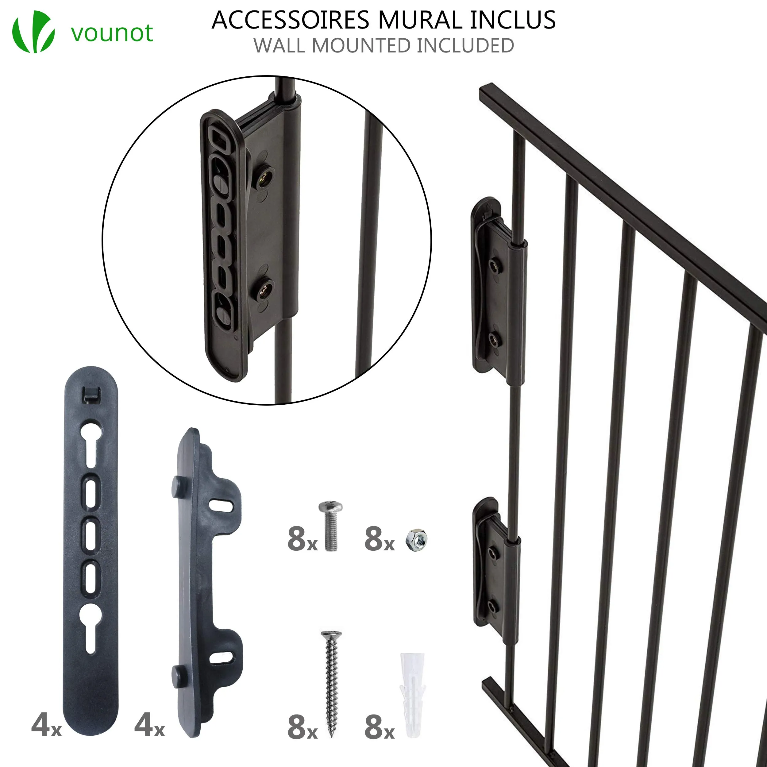 VOUNOT® Cancelletto di Sicurezza Barriera Protettiva, Camino, Cani, Animali, Stufa, 300 x 75 cm, Nero - immagine 7