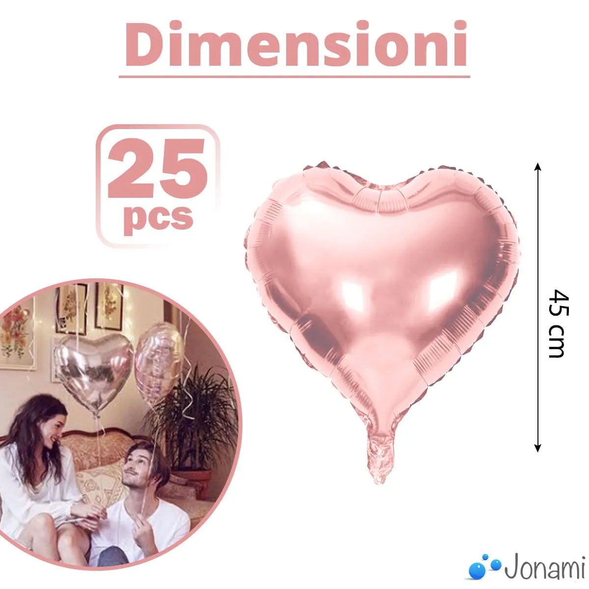 25 Palloncini Rosegold Rosa Oro Dorato a Forma di Cuore per Decorazione Romantica, San Valentino, Anniversario Matrimonio e Fidanzamento - immagine 2