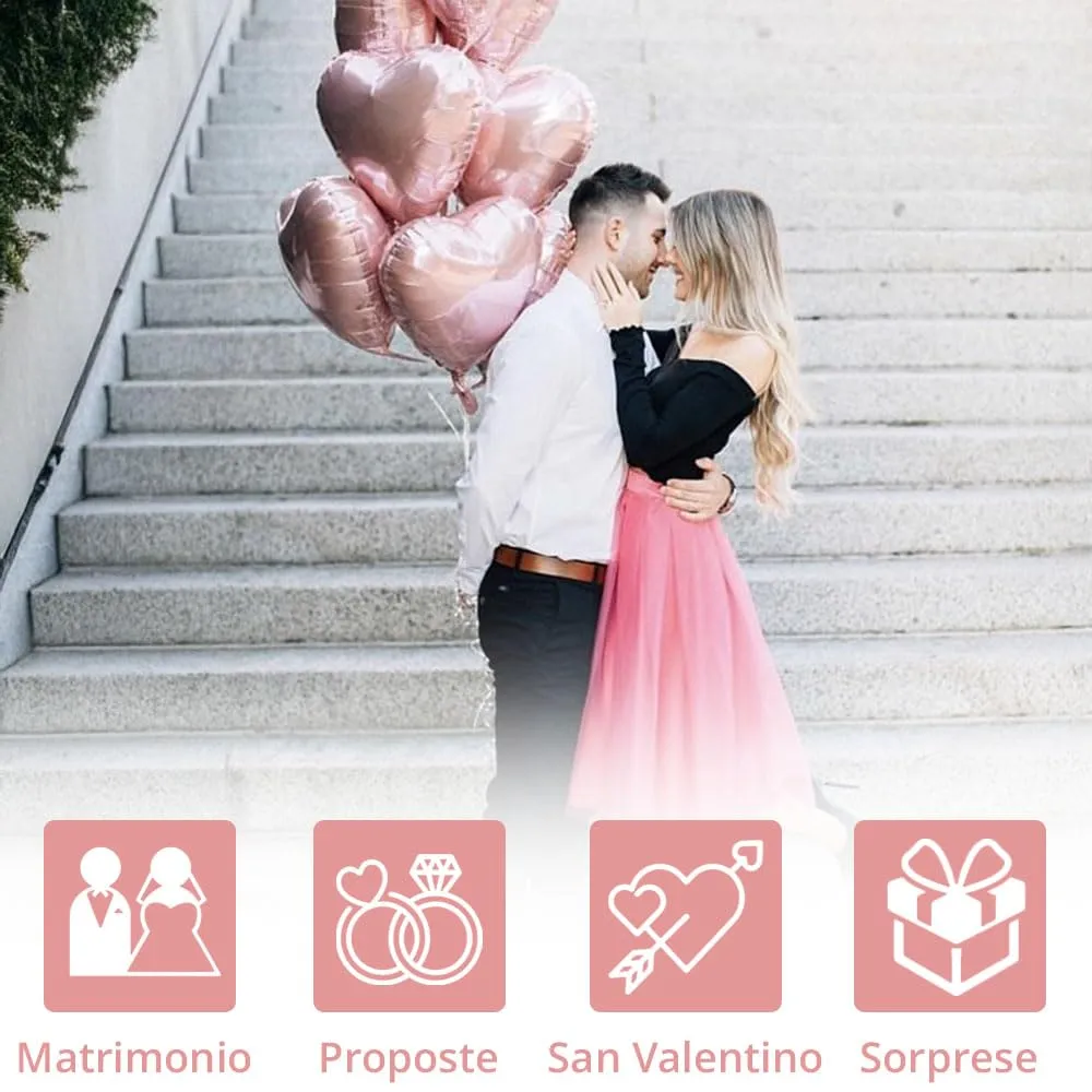 25 Palloncini Rosegold Rosa Oro Dorato a Forma di Cuore per Decorazione Romantica, San Valentino, Anniversario Matrimonio e Fidanzamento - immagine 4