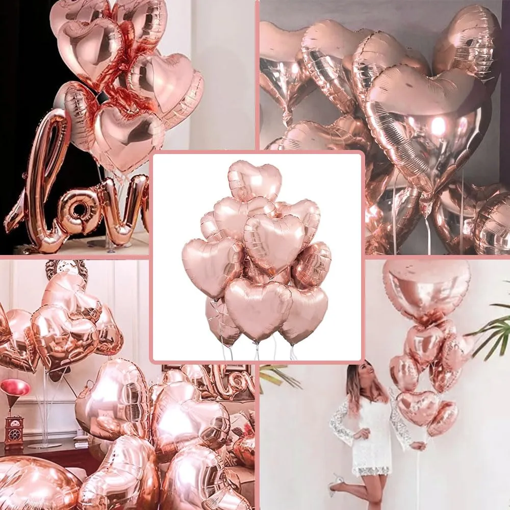 25 Palloncini Rosegold Rosa Oro Dorato a Forma di Cuore per Decorazione Romantica, San Valentino, Anniversario Matrimonio e Fidanzamento - immagine 7