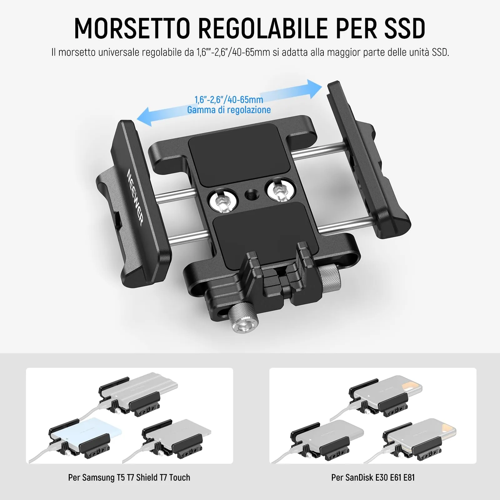 NEEWER Supporto Staffa SSD Supporto con Cold Shoe Cable Morsa, UA035 - immagine 2